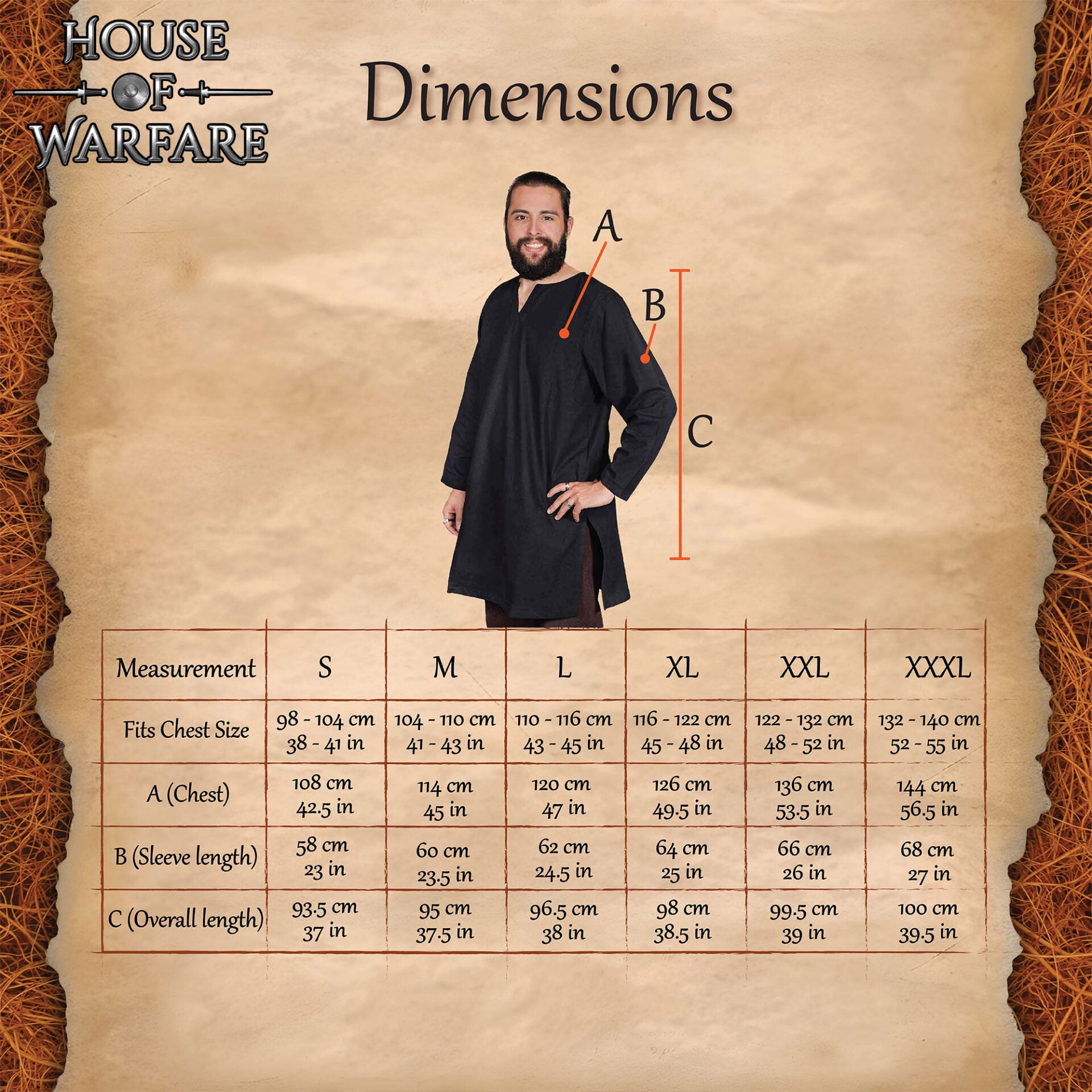 Túnica medieval de algodón, manga larga — para LARP y recreación - imagen 3