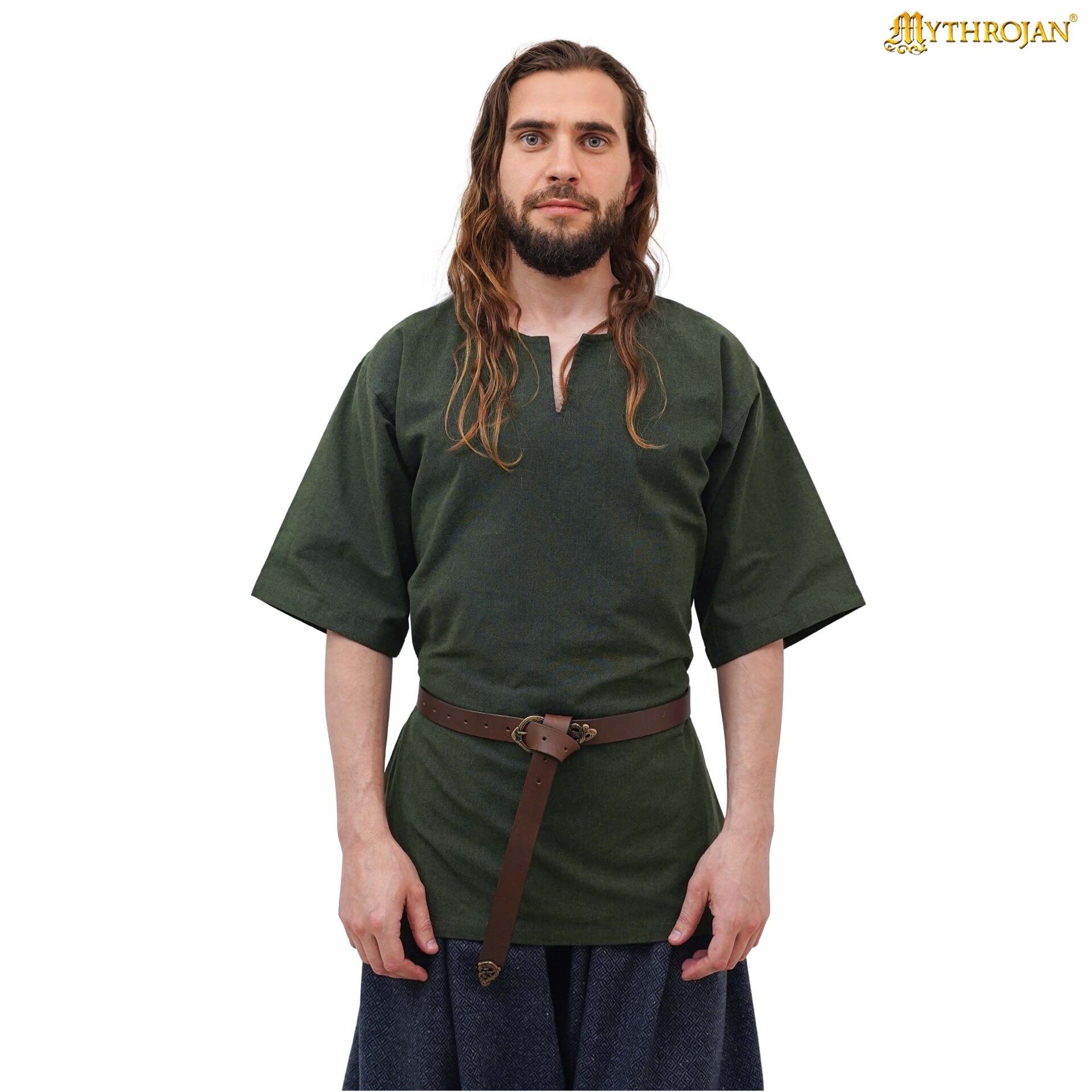 Imagen única de: Túnica vikinga Ragnar de algodón, manga corta para LARP y teatro