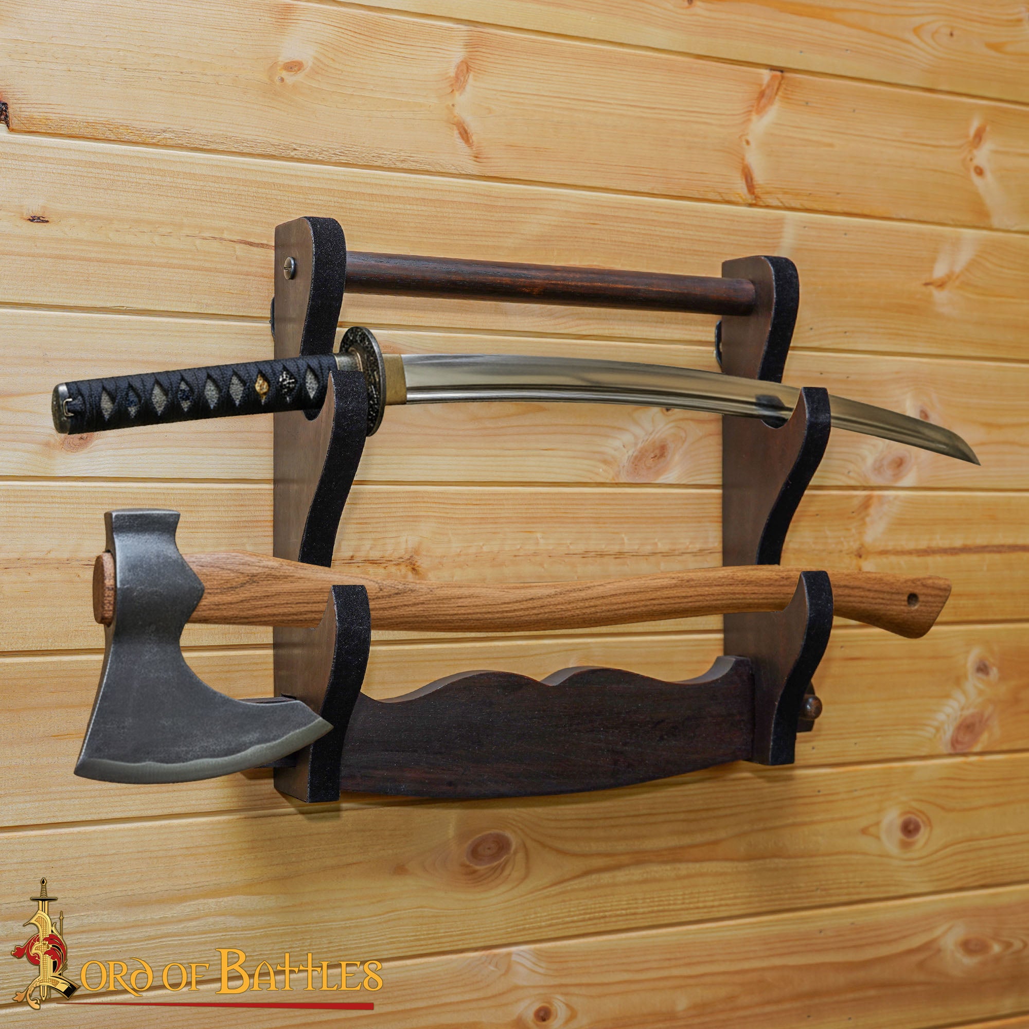 Soporte mural de madera para espadas — 2 niveles - imagen 18