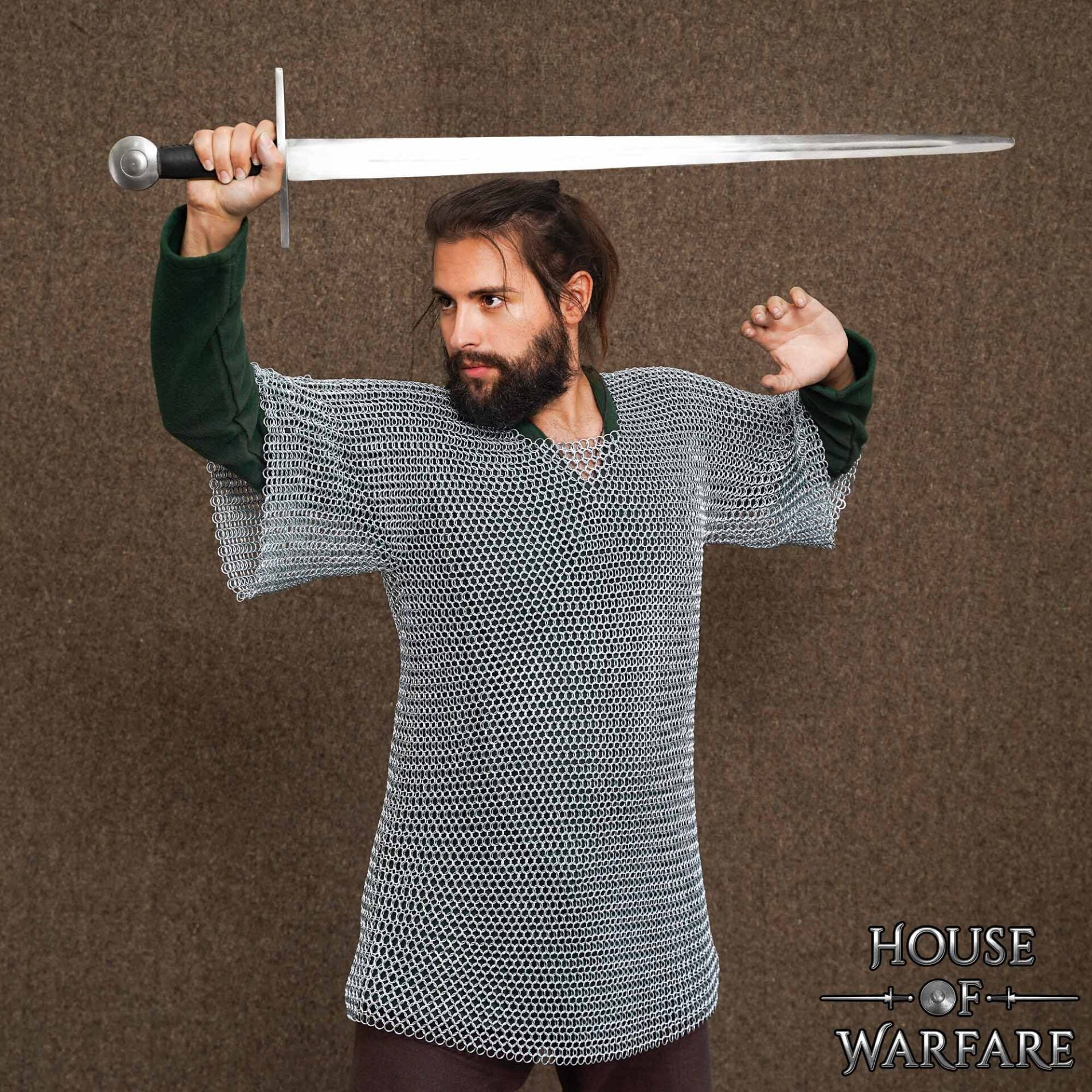 Haubergón de cota de malla — 10 mm (16 gauge) acero — para recreación y LARP - imagen 6