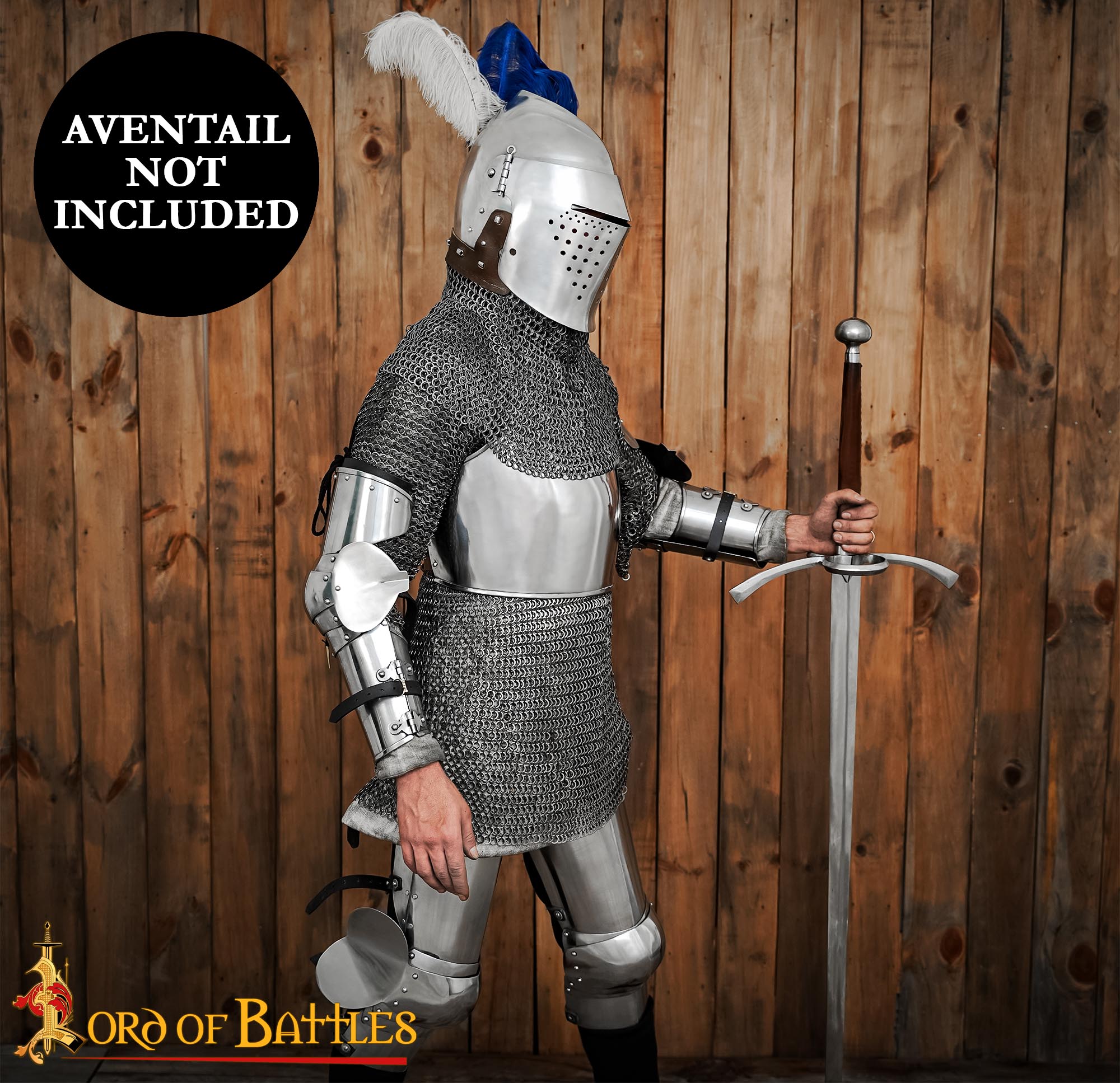 Imagen única de: Casco Bascinet Medieval de Visera Completa Calibre 14