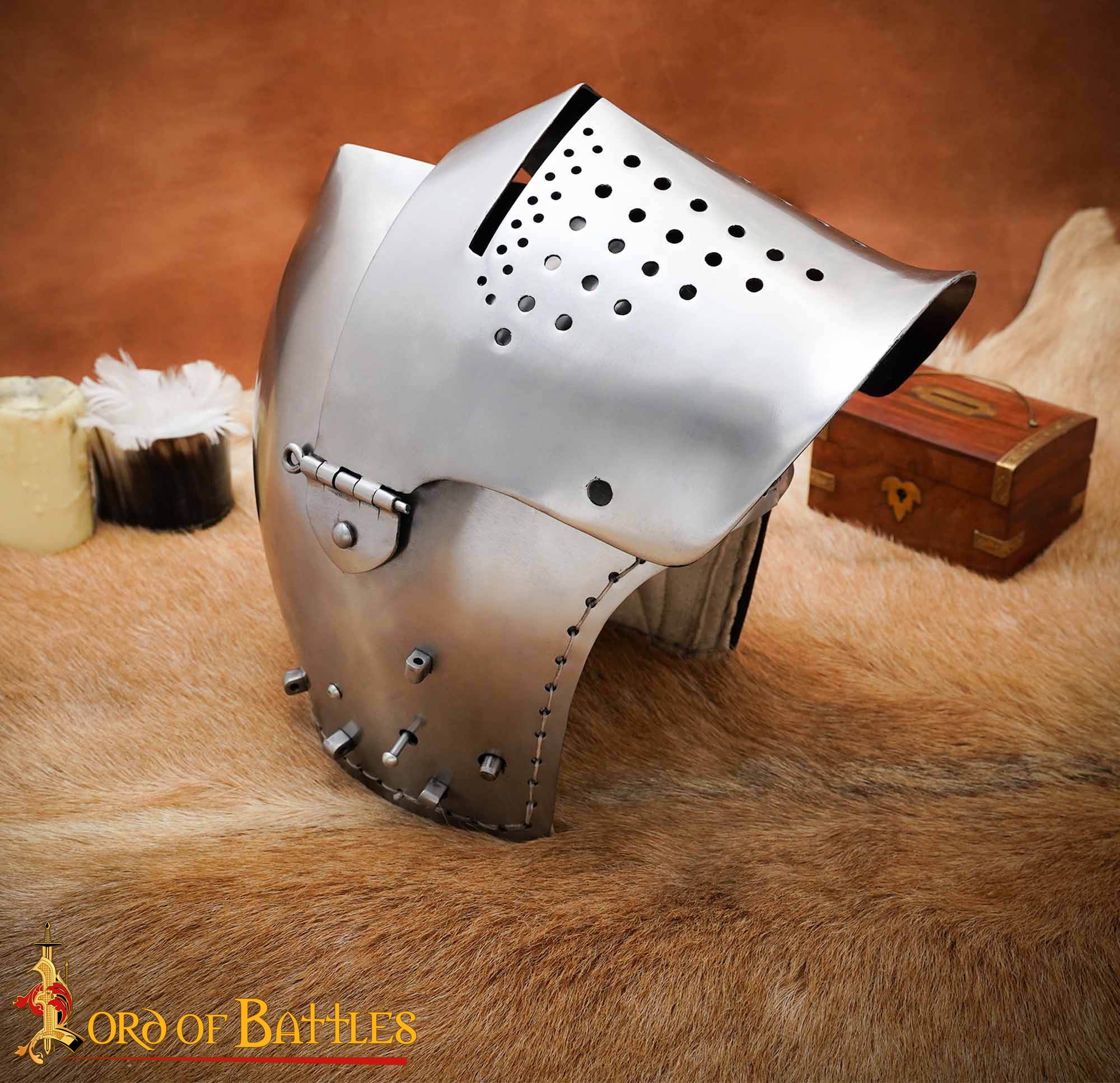 Imagen única de: Casco Bascinet Medieval de Visera Completa Calibre 14