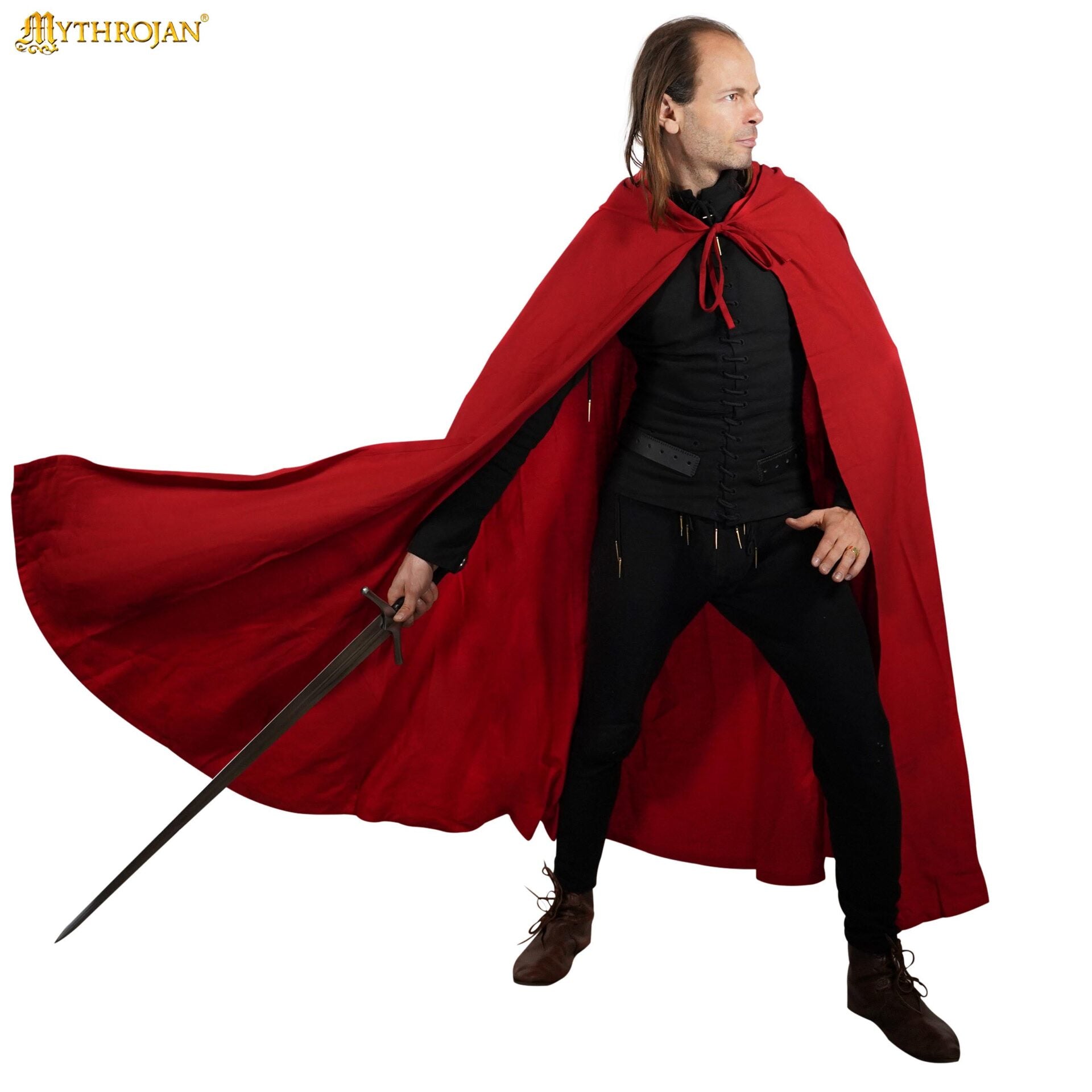 Capa medieval con capucha 100% algodón para LARP y recreación - imagen 7