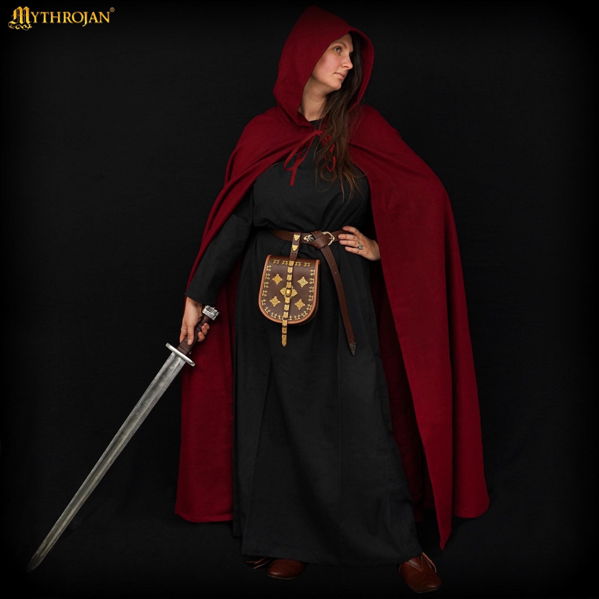 Capa medieval con capucha 100% algodón para LARP y recreación - imagen 11