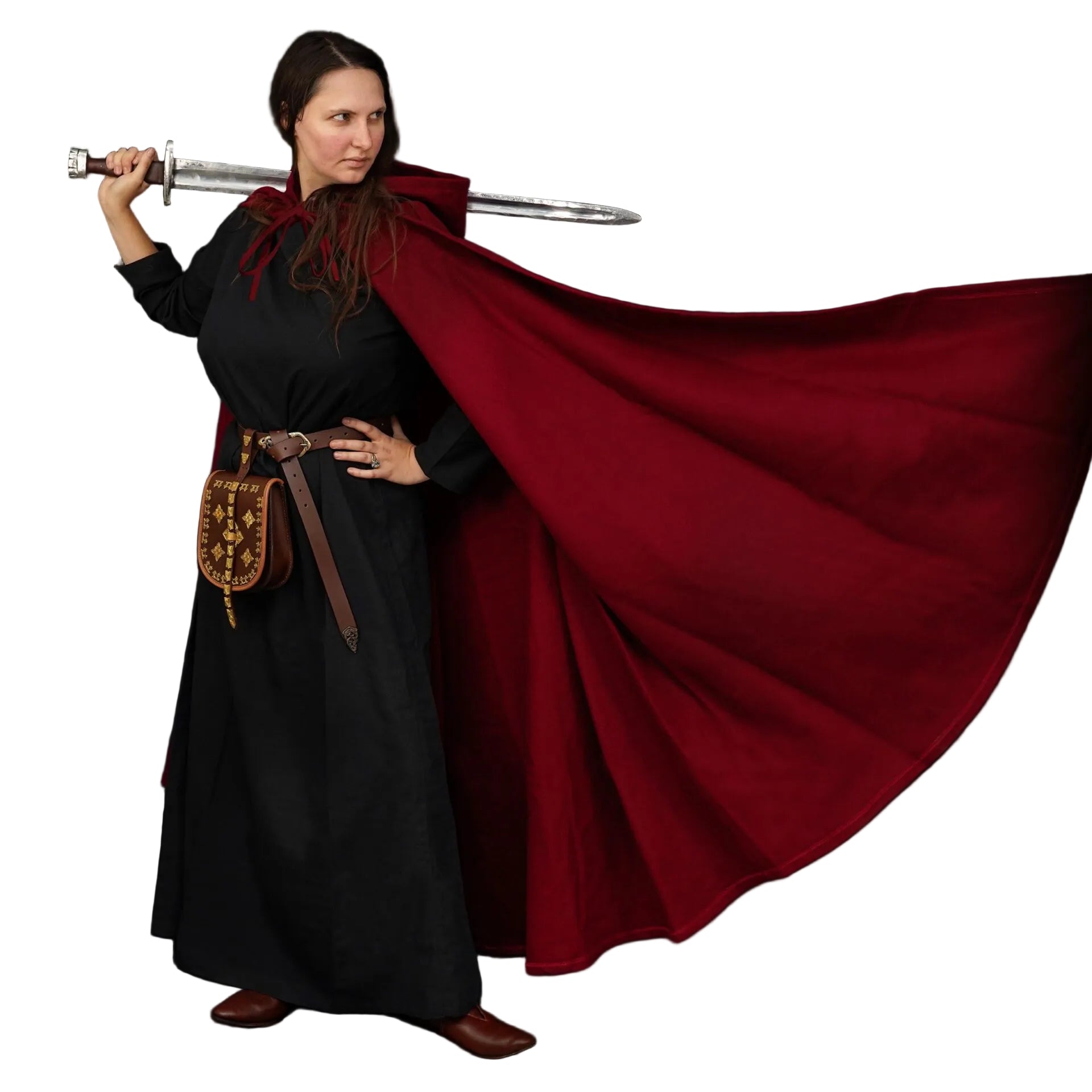 Capa medieval con capucha 100% algodón para LARP y recreación