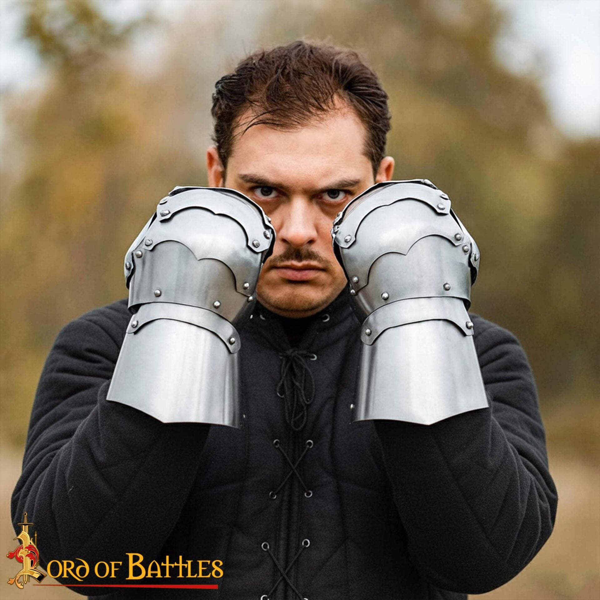 Caballero Medieval Torneo Manopla Guanteletes Armadura de Acero con Guantes de Gamuza - Imagen 2