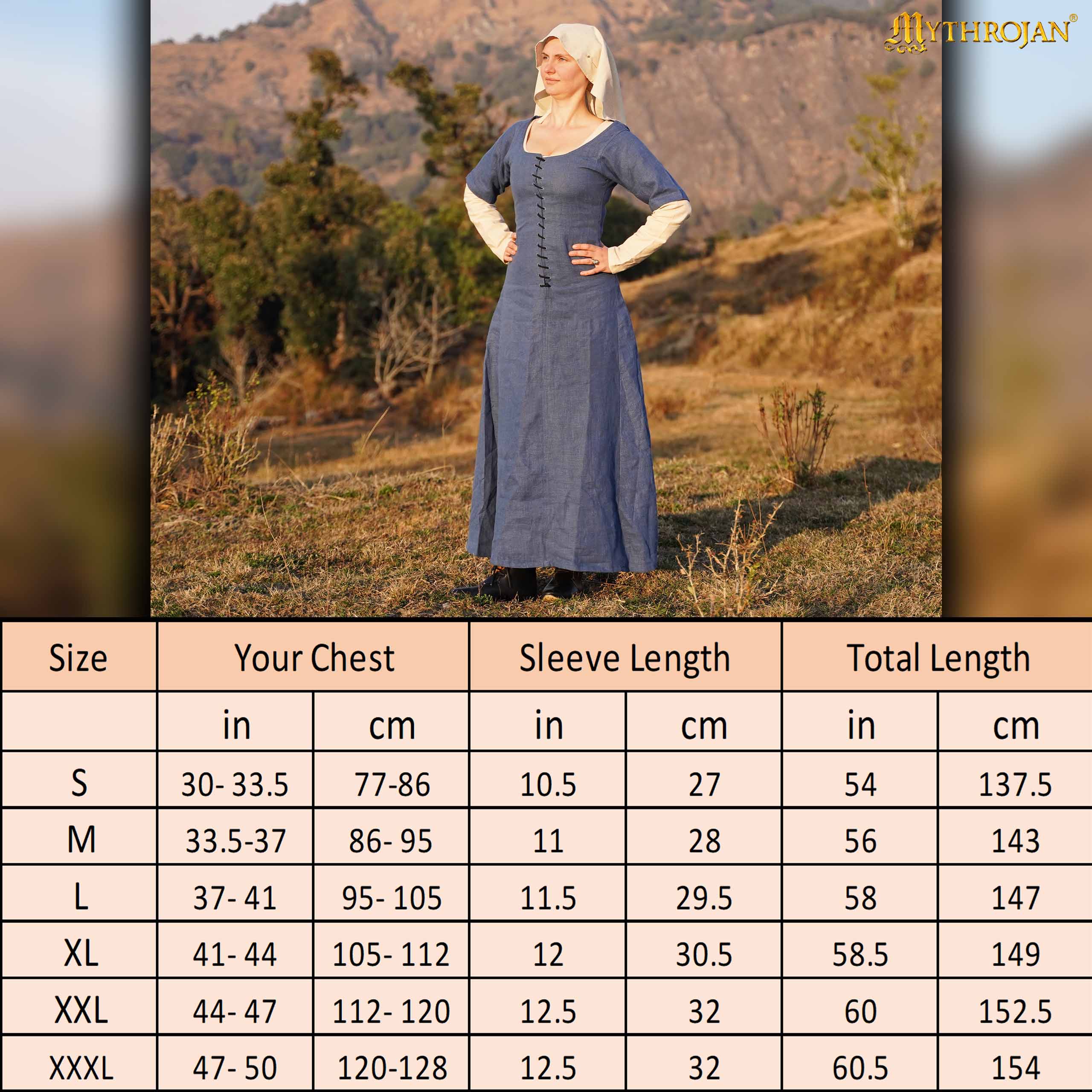 Vestido kirtle medieval para mujer con cordones frontales