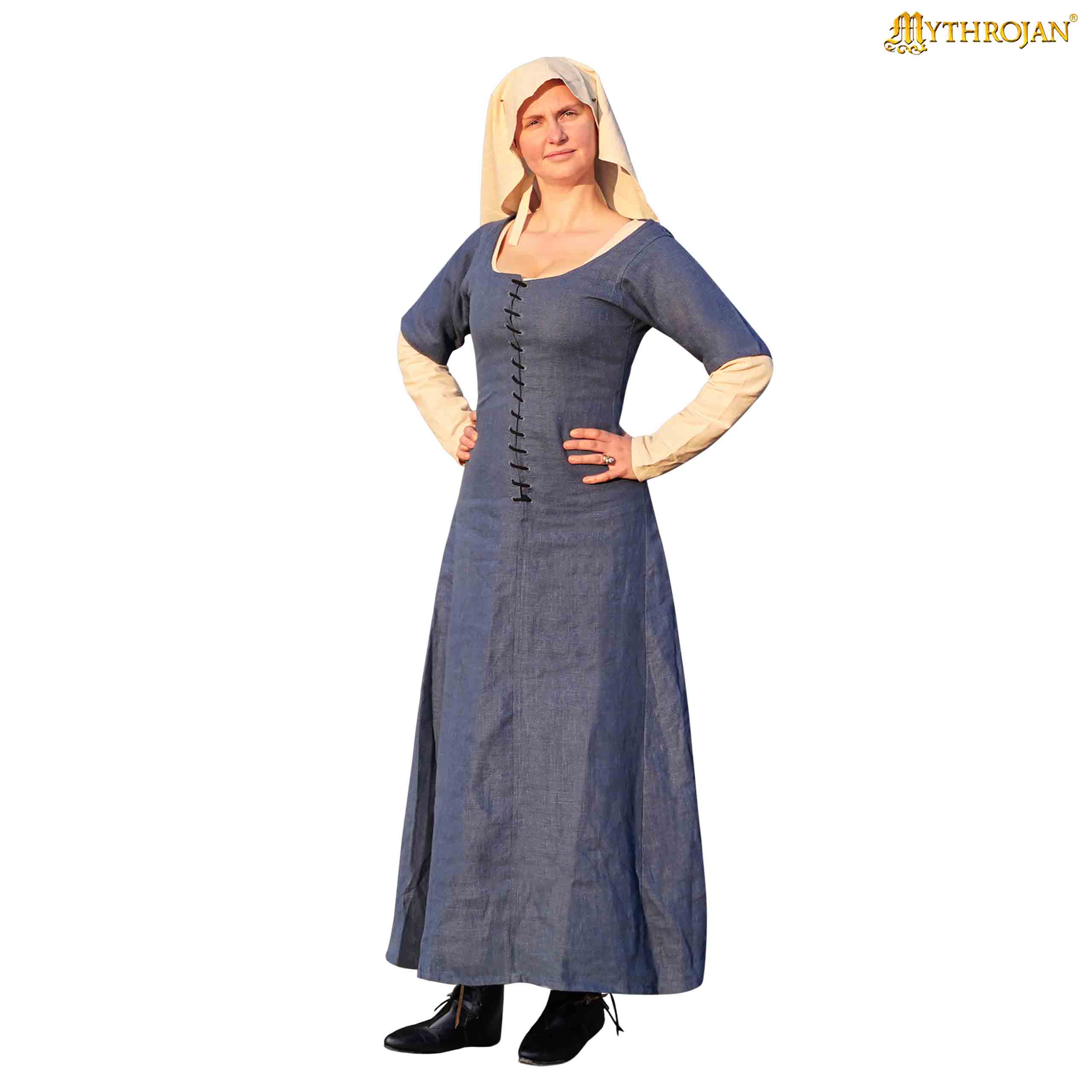 Vestido kirtle medieval para mujer con cordones frontales