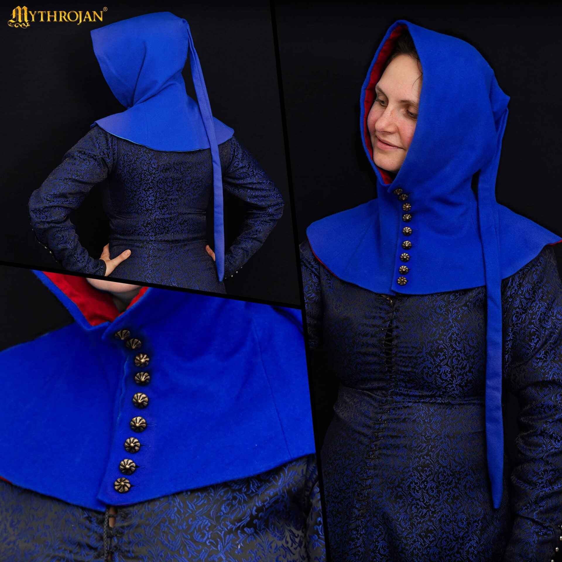 Gorro medieval femenino abotonado (siglo XV) - Liripipe largo - imagen 7