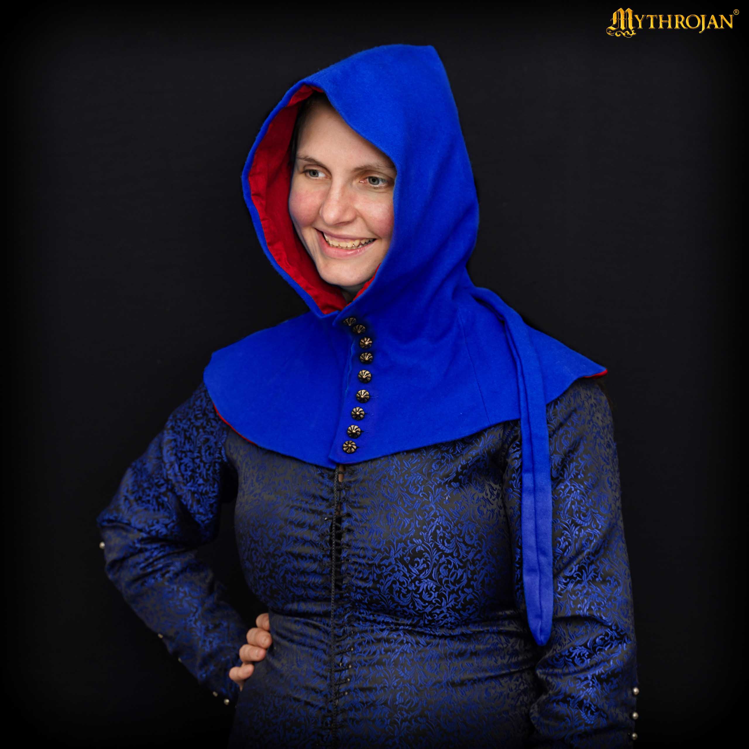 Gorro medieval femenino abotonado (siglo XV) - Liripipe largo