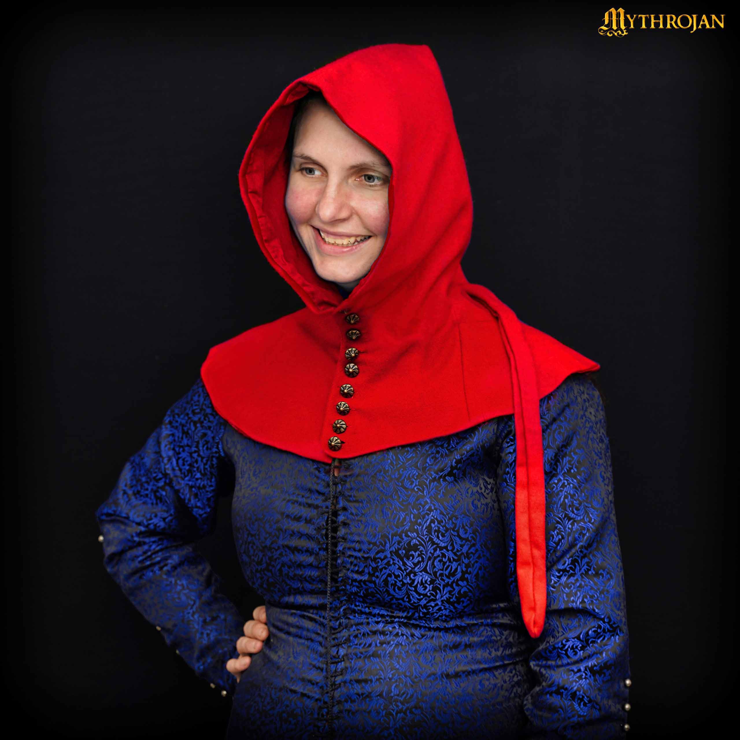Gorro medieval femenino abotonado (siglo XV) - Liripipe largo - imagen 2