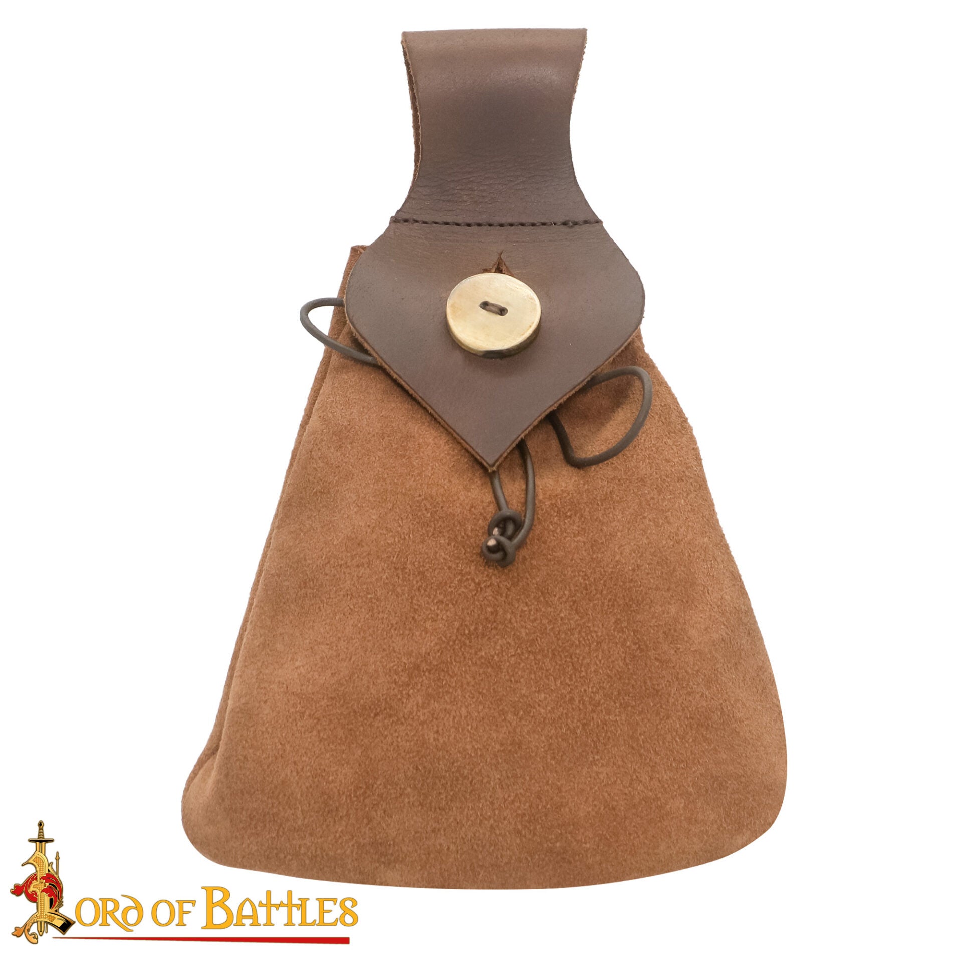 Bolsa de cinturón medieval en cuero y ante con botón de cuerno - imagen 10