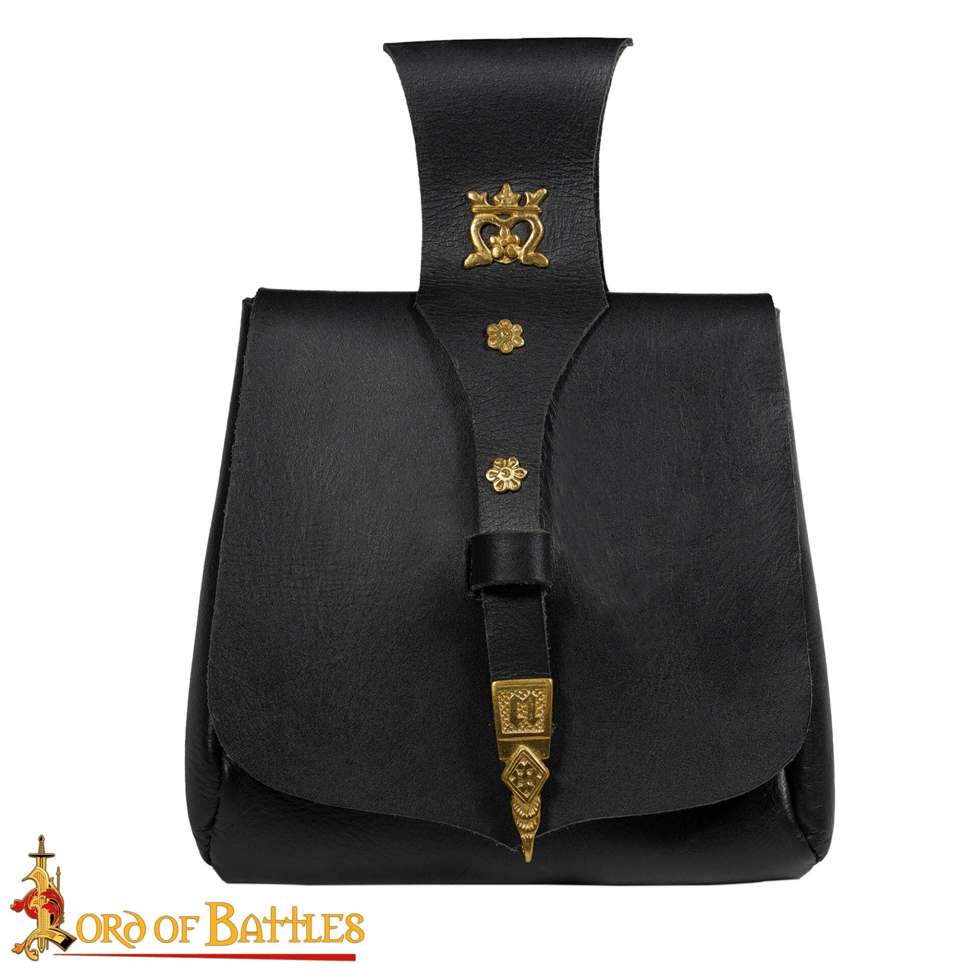 Bolsa de cinturón medieval King's Courtier de cuero con detalles de latón - imagen 18
