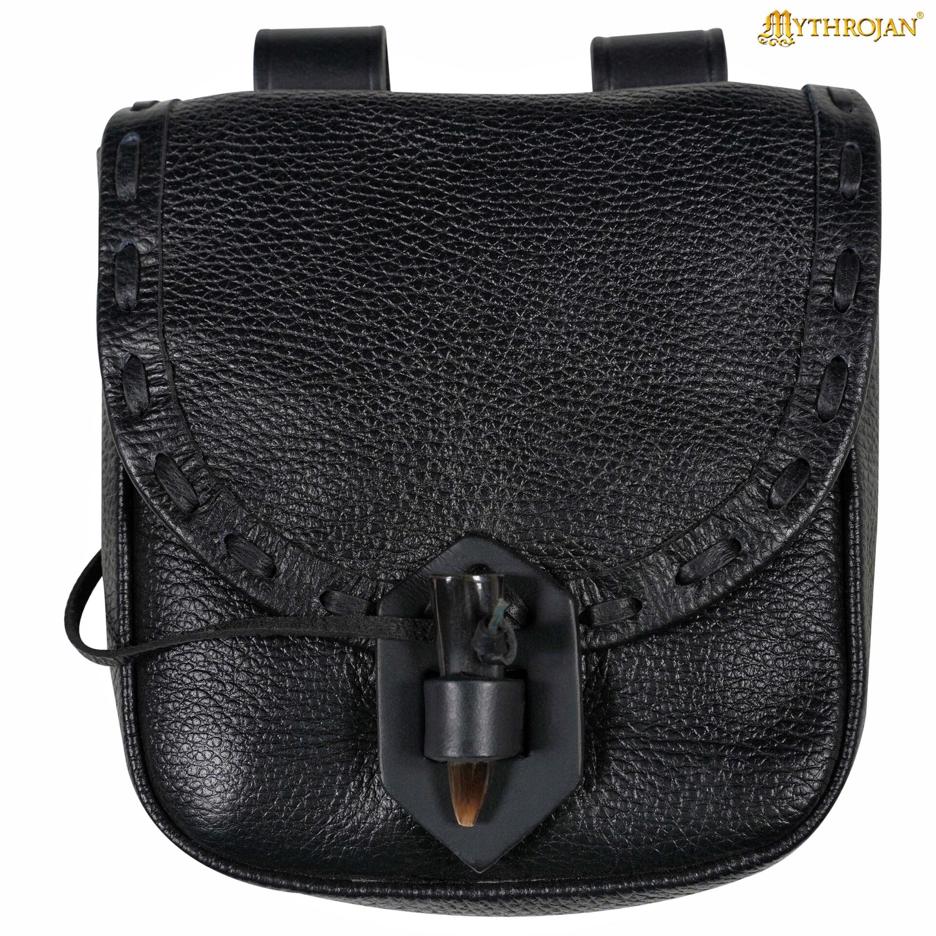 Bolsa de cinturón medieval de cuero con cierre de cuerno - imagen 59