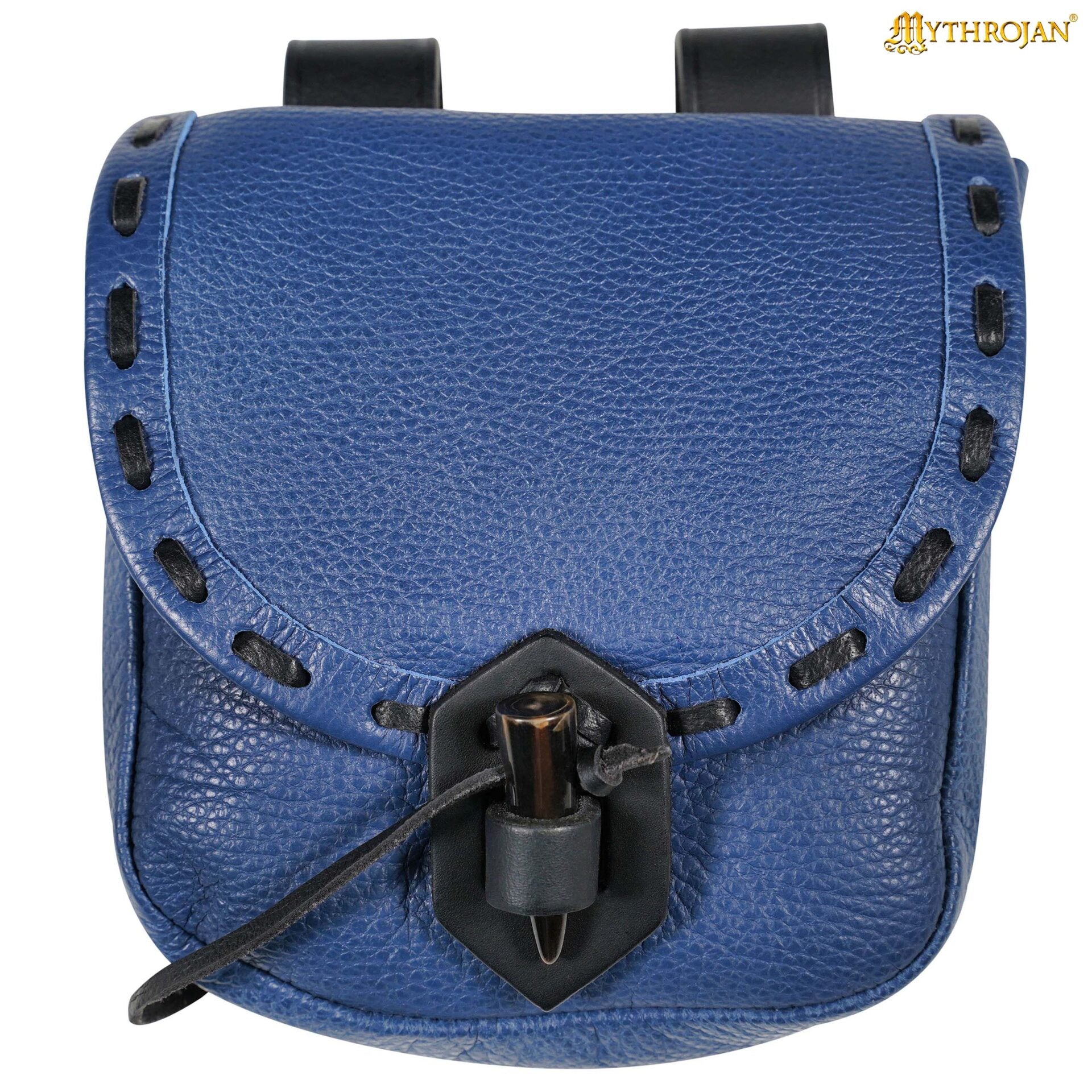 Bolsa de cinturón medieval de cuero con cierre de cuerno - imagen 85