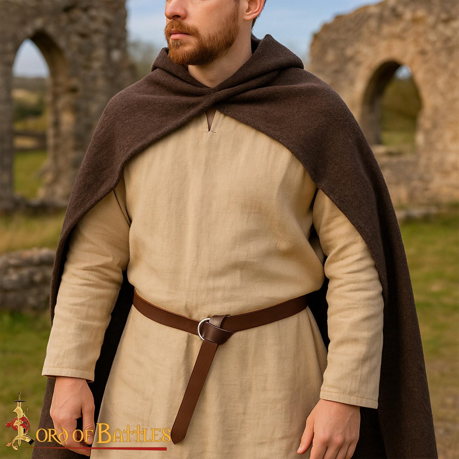 Cinturón medieval de cuero genuino con anilla de acero - imagen 6