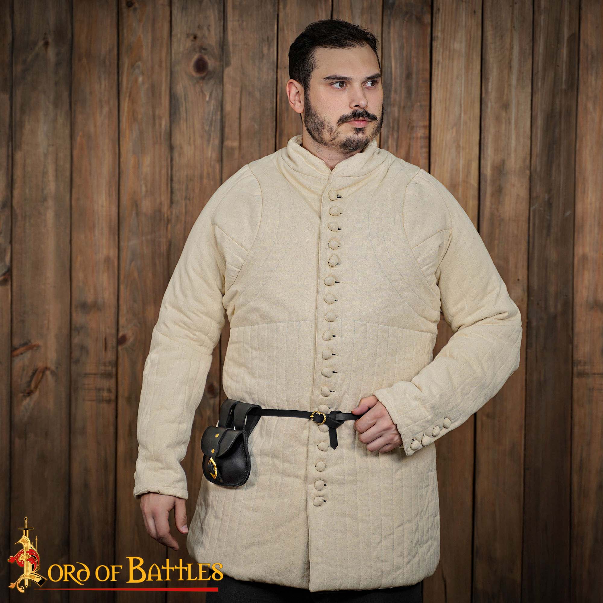Bolsa de cinturón medieval en cuero con hebilla de latón y cinturón a juego - imagen 4