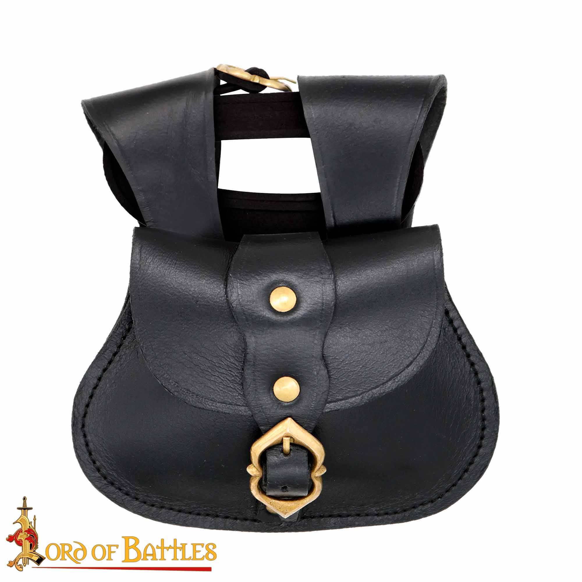 Bolsa de cinturón medieval en cuero con hebilla de latón y cinturón a juego - imagen 20