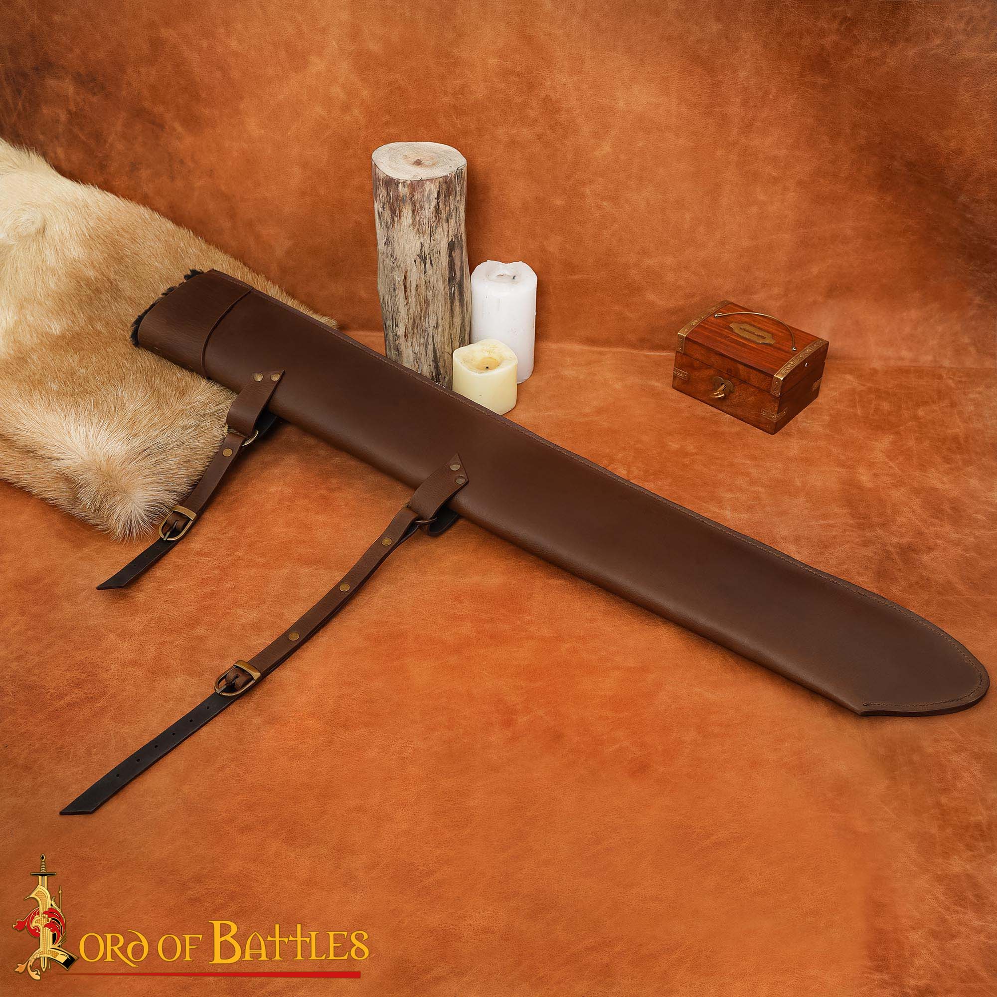 Vaina de cuero forrada con pelo sintético para espada (88 cm)