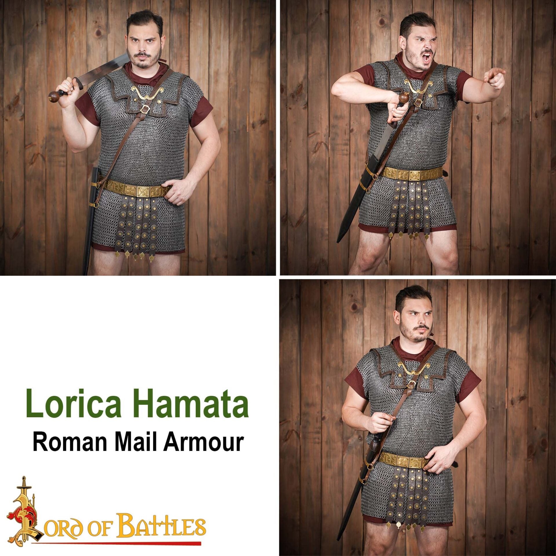 Lorica Hamata — cota de malla romana, anillas planas 9 mm, acero calibre 17 - imagen 8