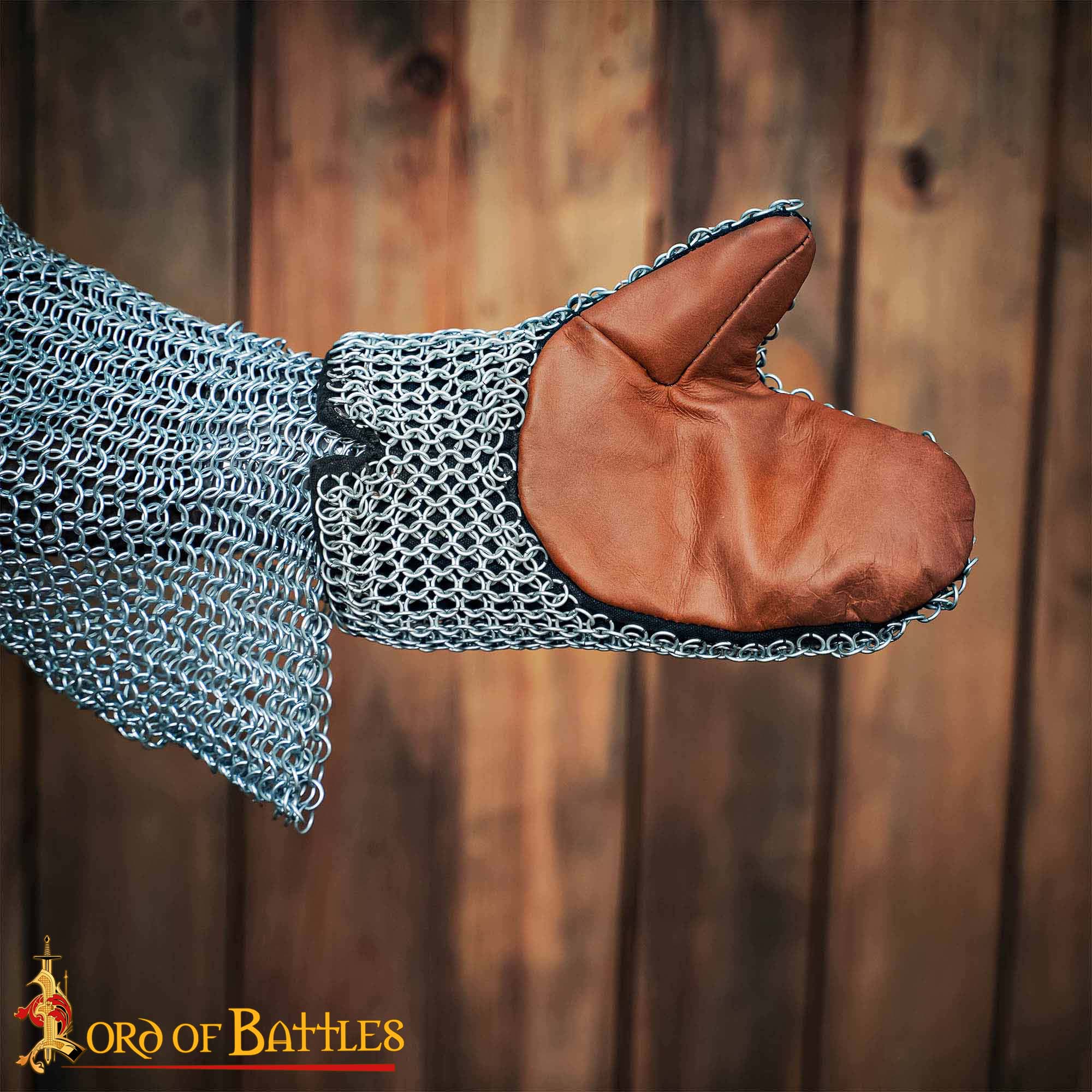 Imagen única de: Guantes de cota de malla 8 mm con forro de cuero