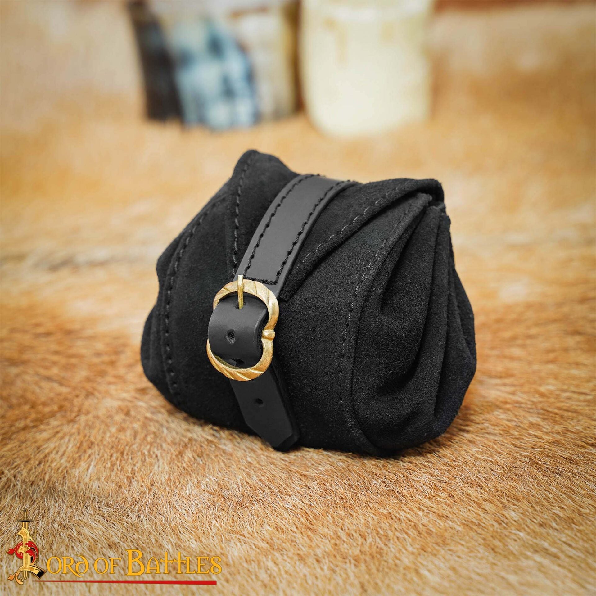 Monedero medieval pequeño de cuero genuino hecho a mano