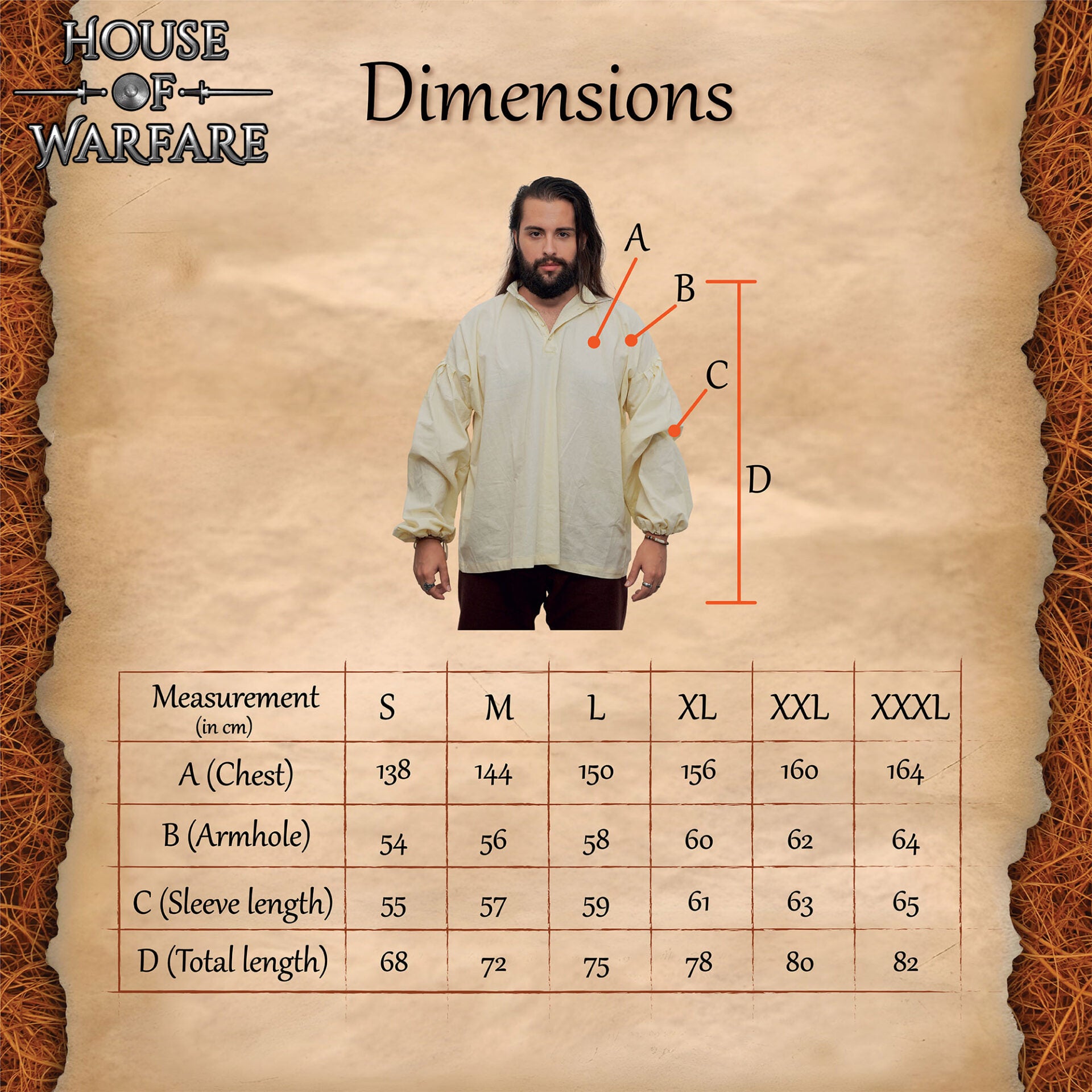 Camisa pirata medieval de algodón 100% con mangas ajustables y botones forrados - imagen 3