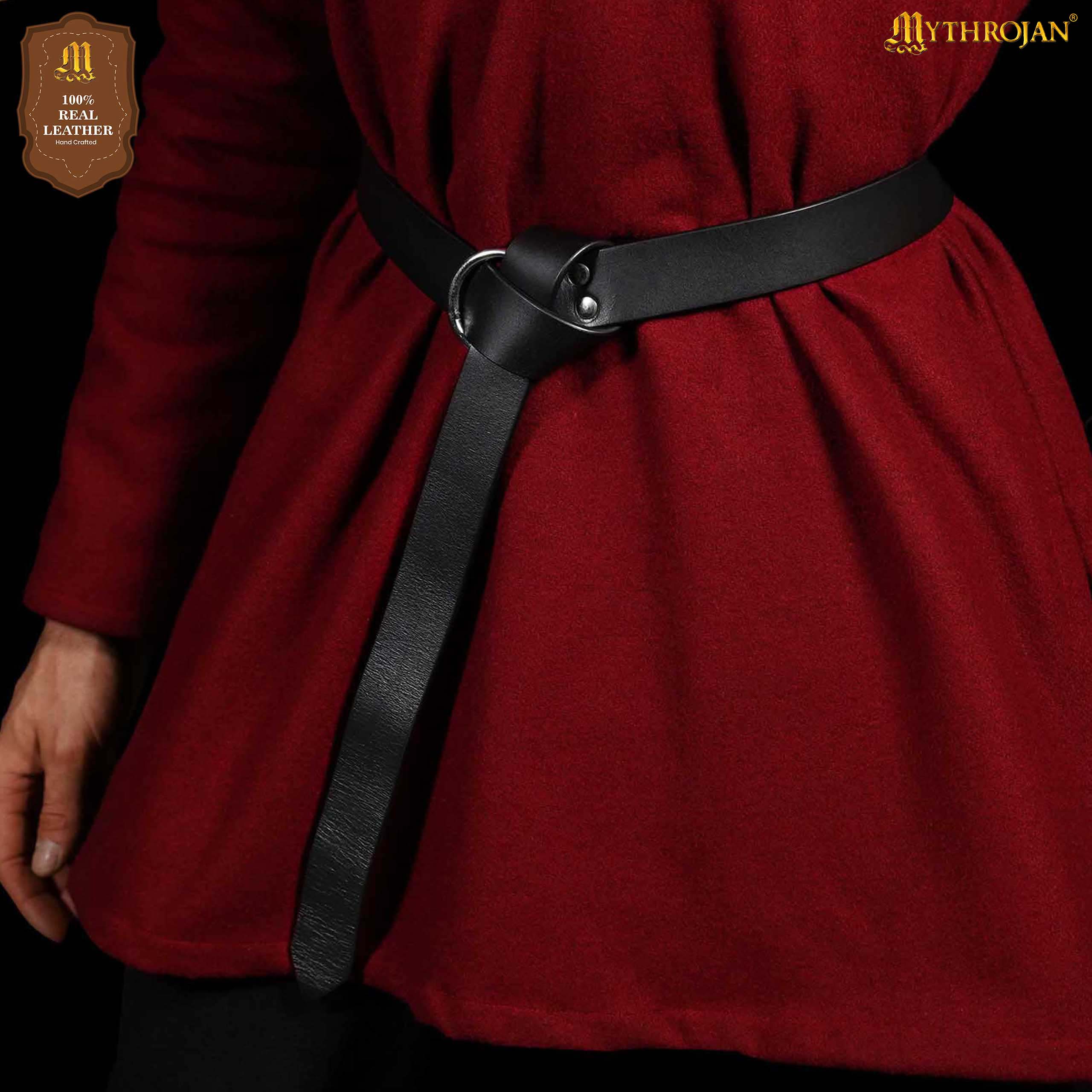 Cinturón medieval de cuero con anilla (hecho a mano)
