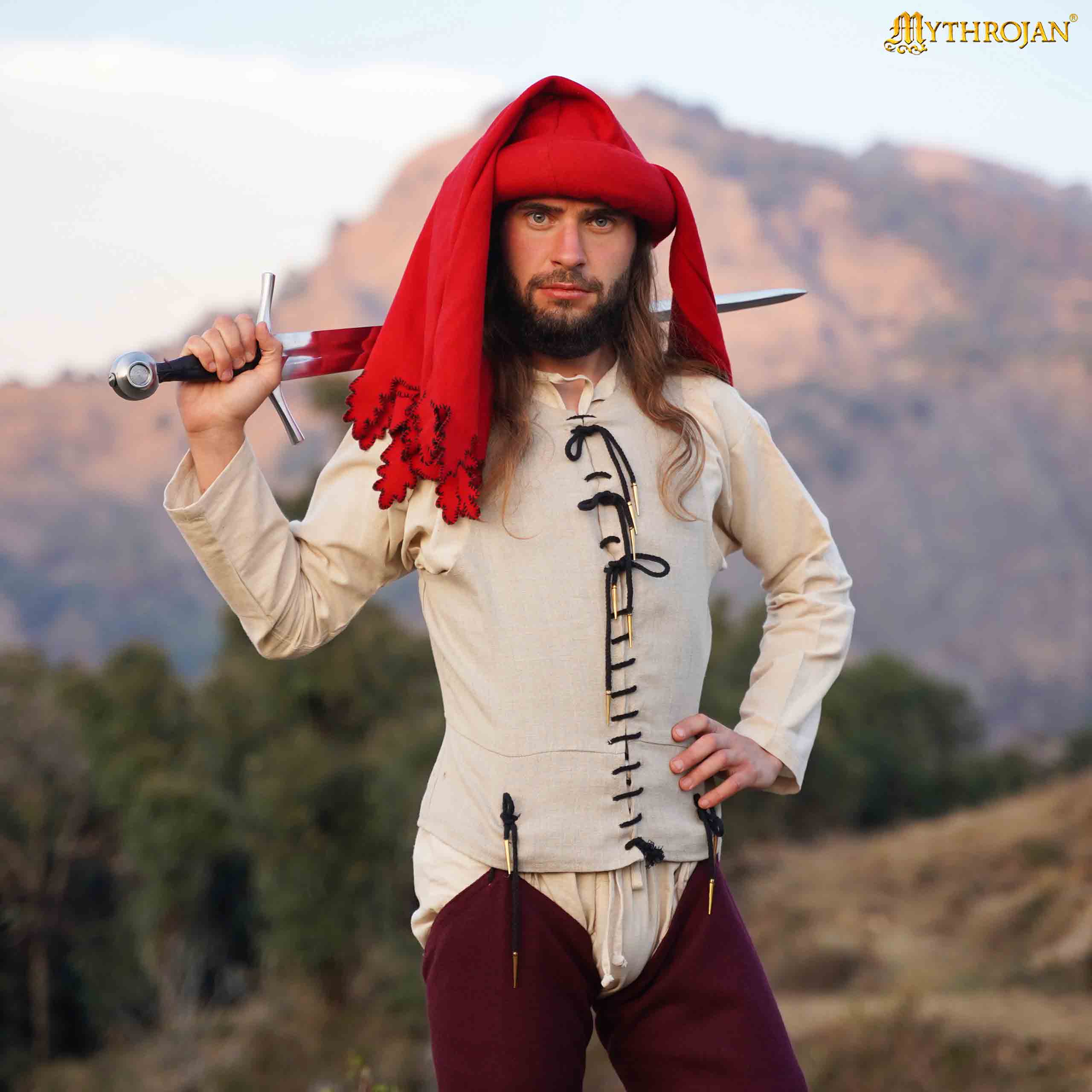 Pourpoint medieval tardío sin mangas — Chaleco histórico para recreación, LARP y SCA - L