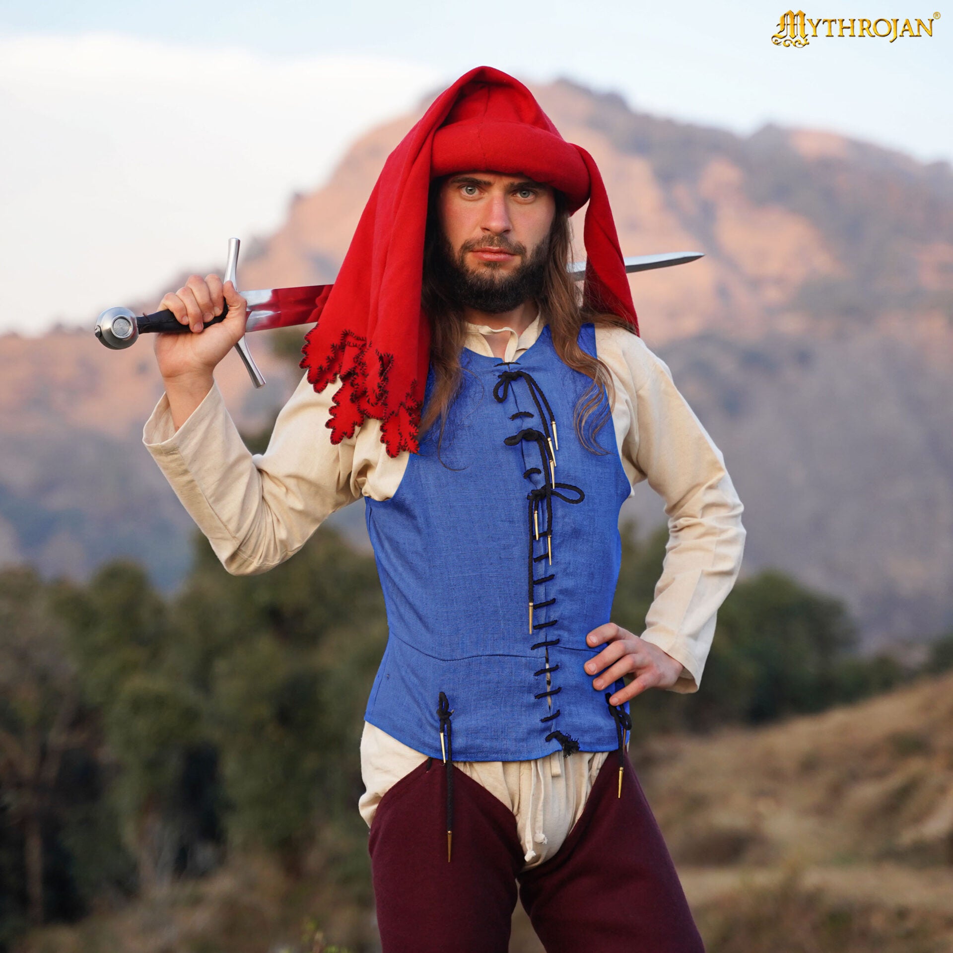 Pourpoint medieval tardío sin mangas — Chaleco histórico para recreación, LARP y SCA - imagen 14