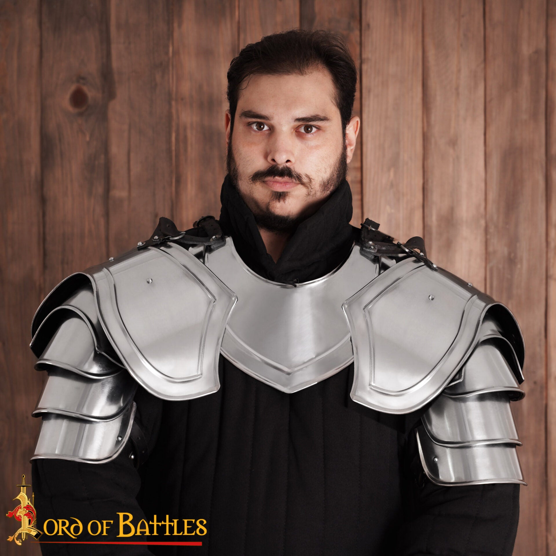 Hombreras de caballero medieval articuladas, acero calibre 18 - imagen 2