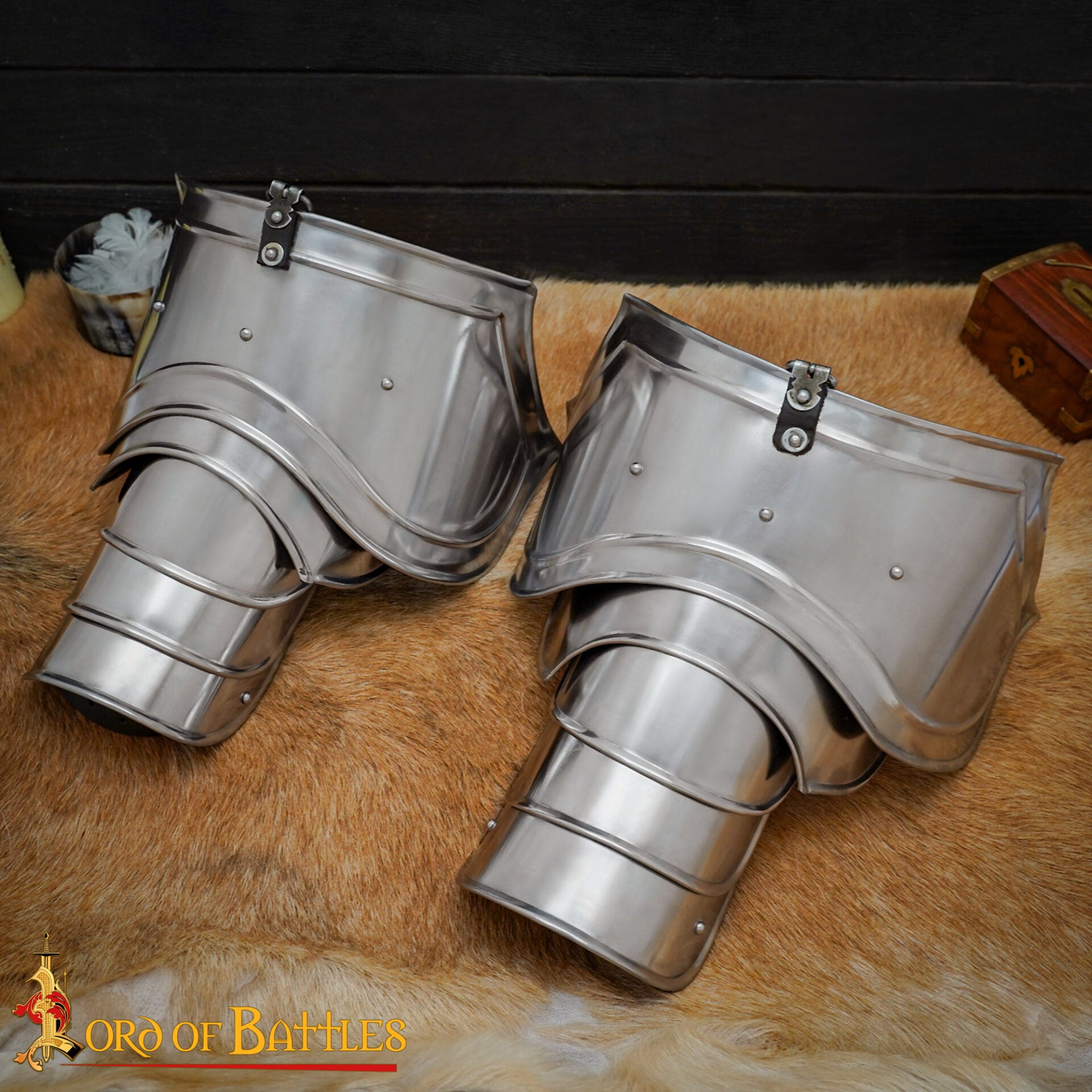 Hombreras de caballero medieval articuladas, acero calibre 18