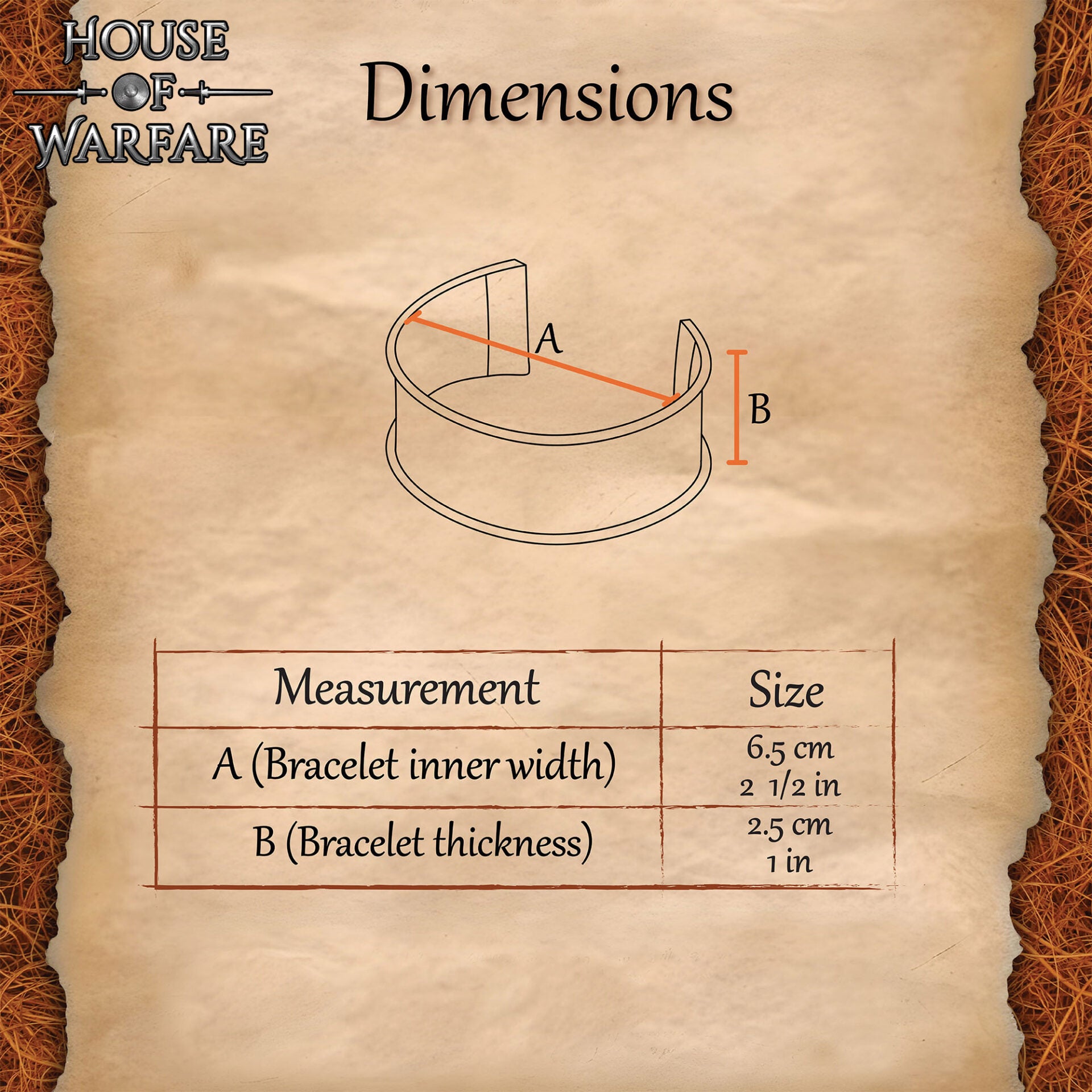 Pulsera Medieval de Latón - Brazalete Ancho Hecho a Mano con Bordes Decorativos Ornamentados - Imagen 3