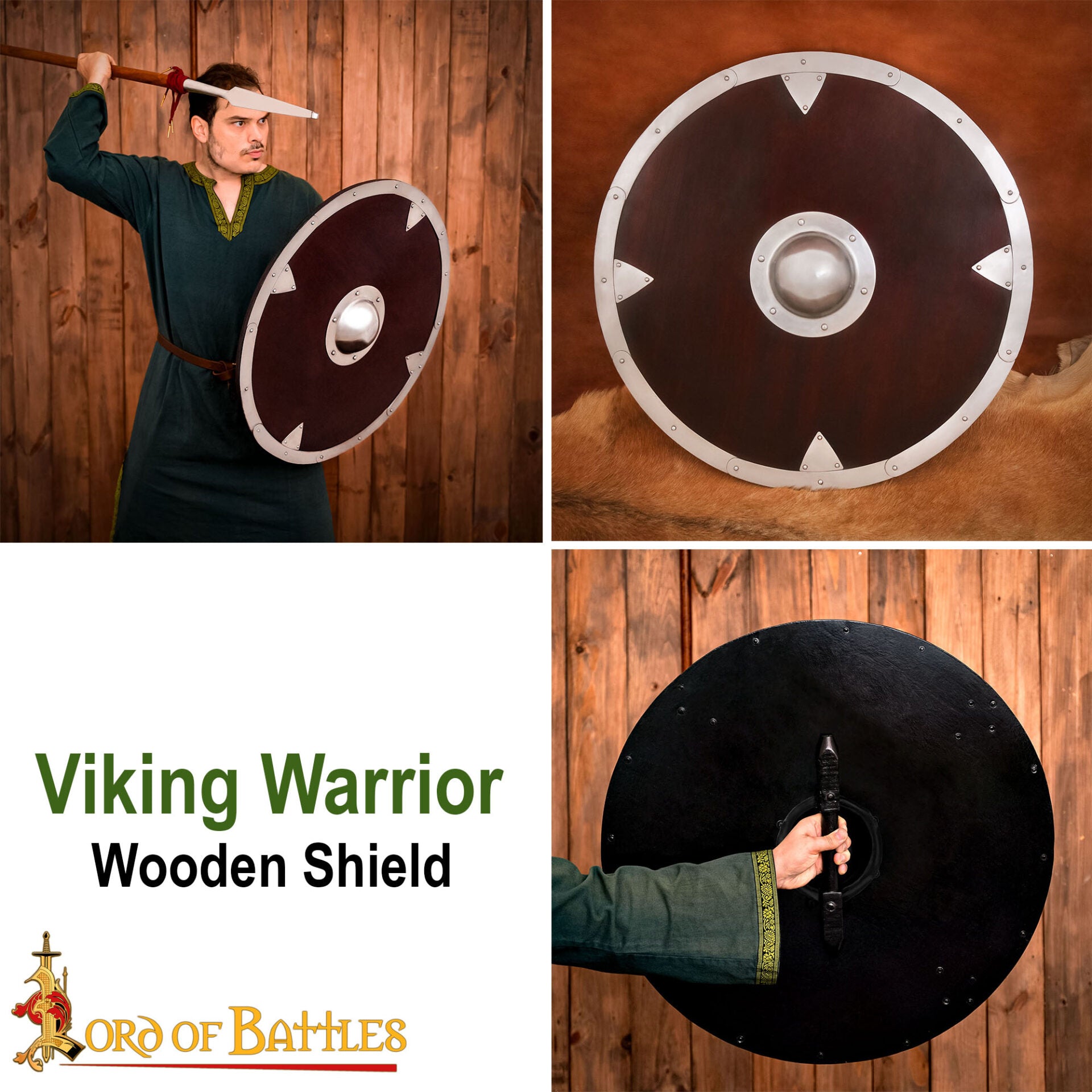 Imagen única de: Escudo vikingo de madera funcional para recreación histórica - imagen 7