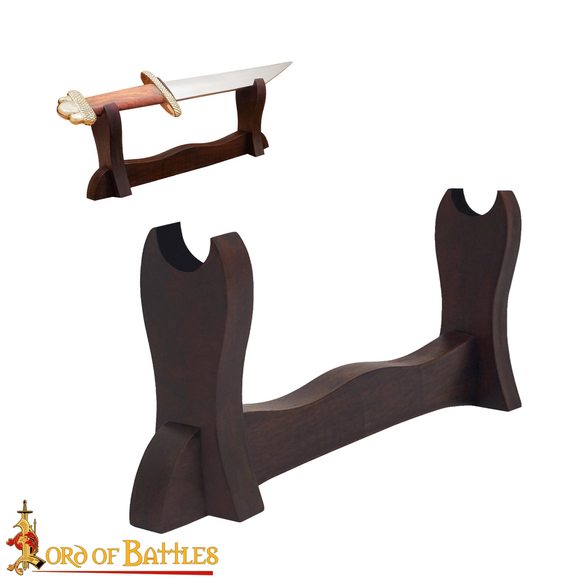 Expositor de Espadas Medievales de Madera de Un Solo Nivel con Fieltro de Terciopelo - Imagen 16