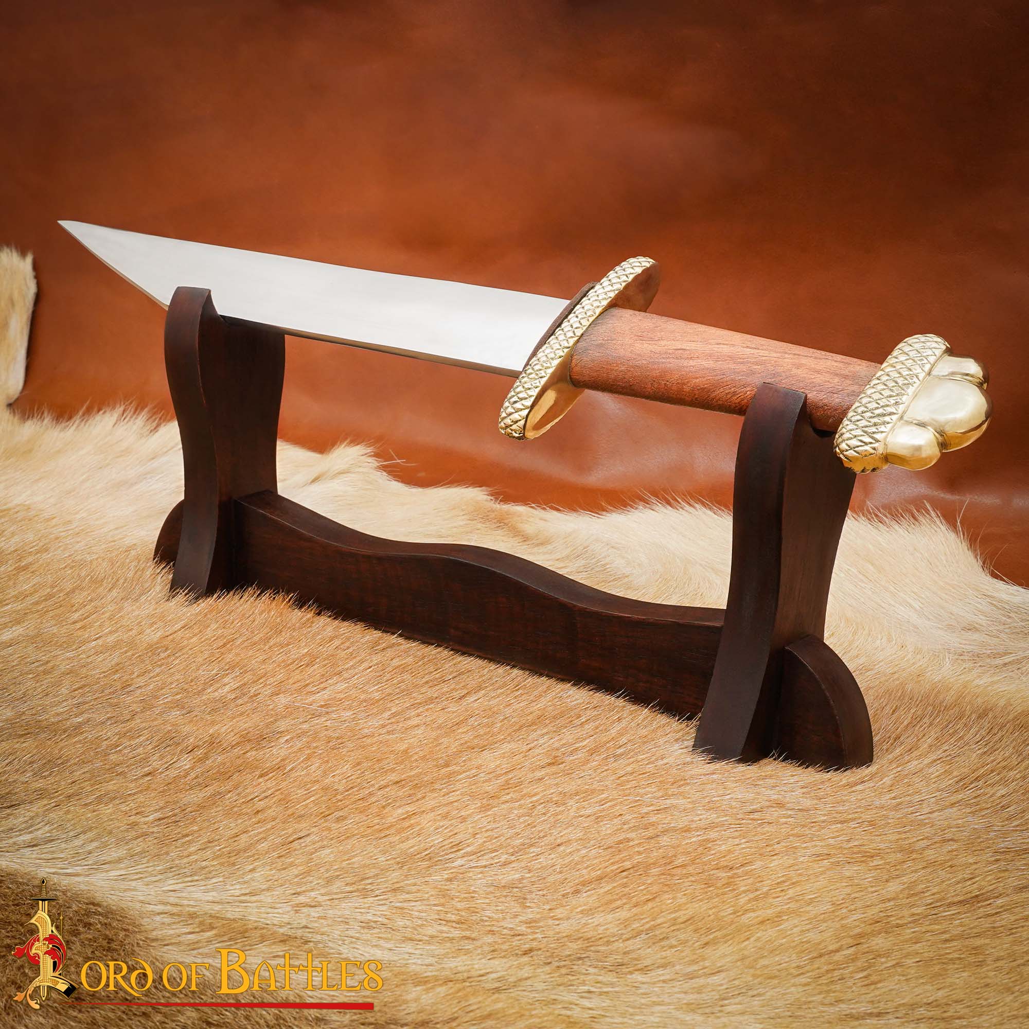 Expositor de Espadas Medievales de Madera de Un Solo Nivel con Fieltro de Terciopelo - Imagen 11