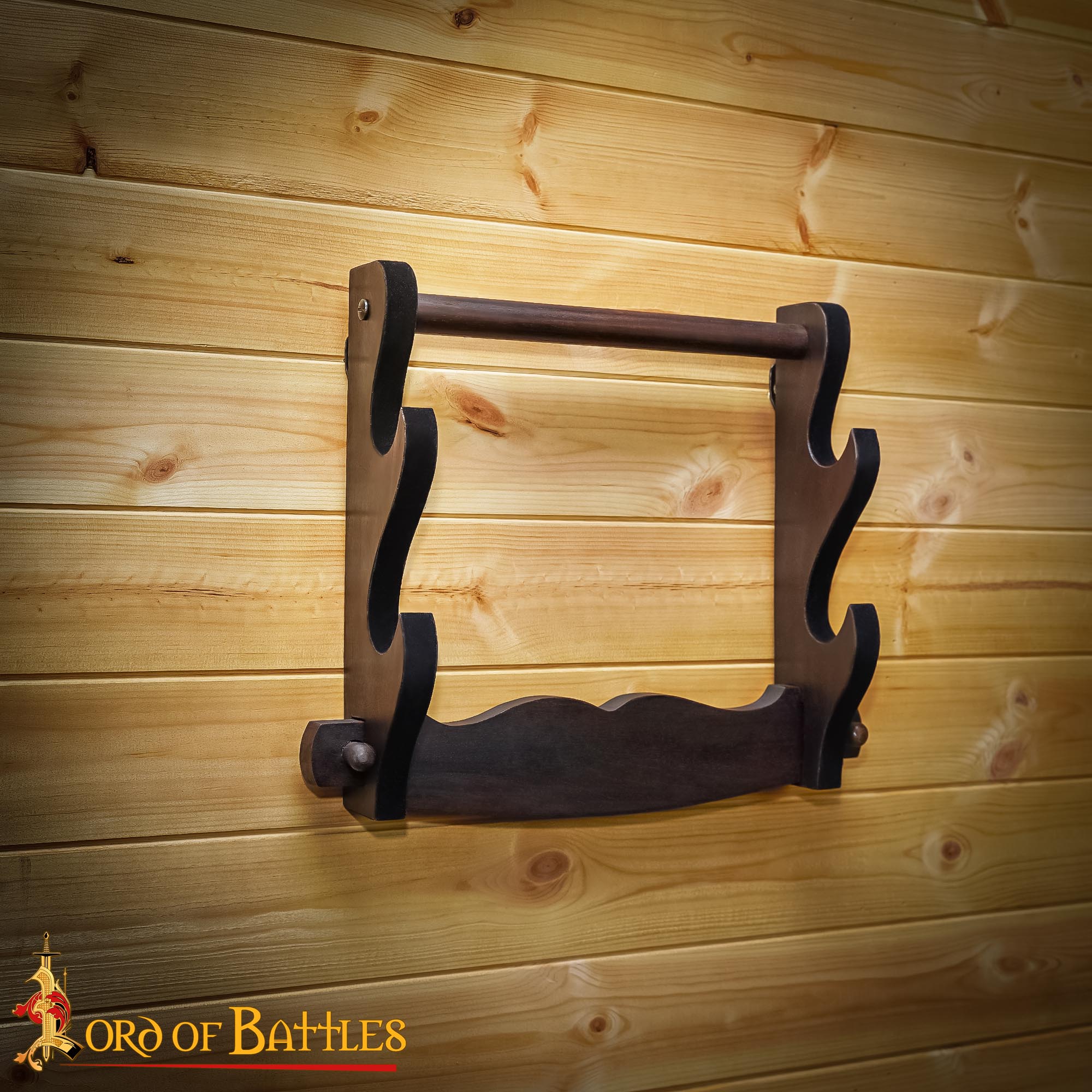 Soporte mural de madera para espadas — 2 niveles - imagen 8