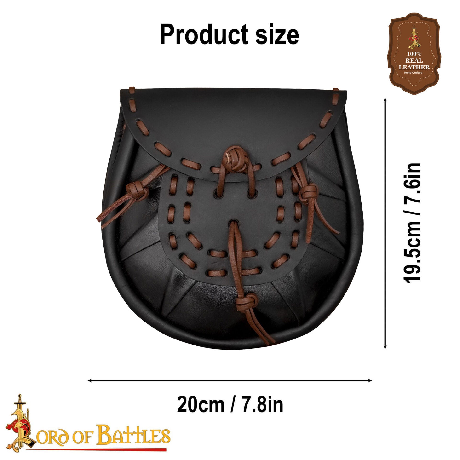 Sporran medieval con borlas atadas - Negro - imagen 3