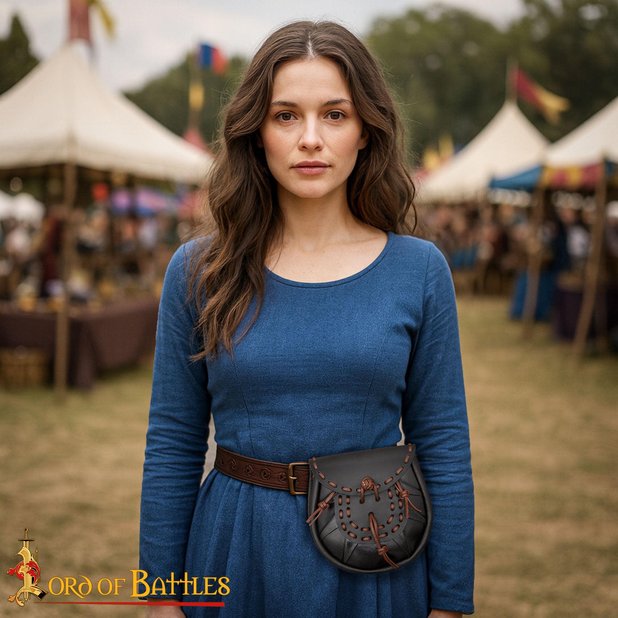 Sporran medieval con borlas atadas - Negro