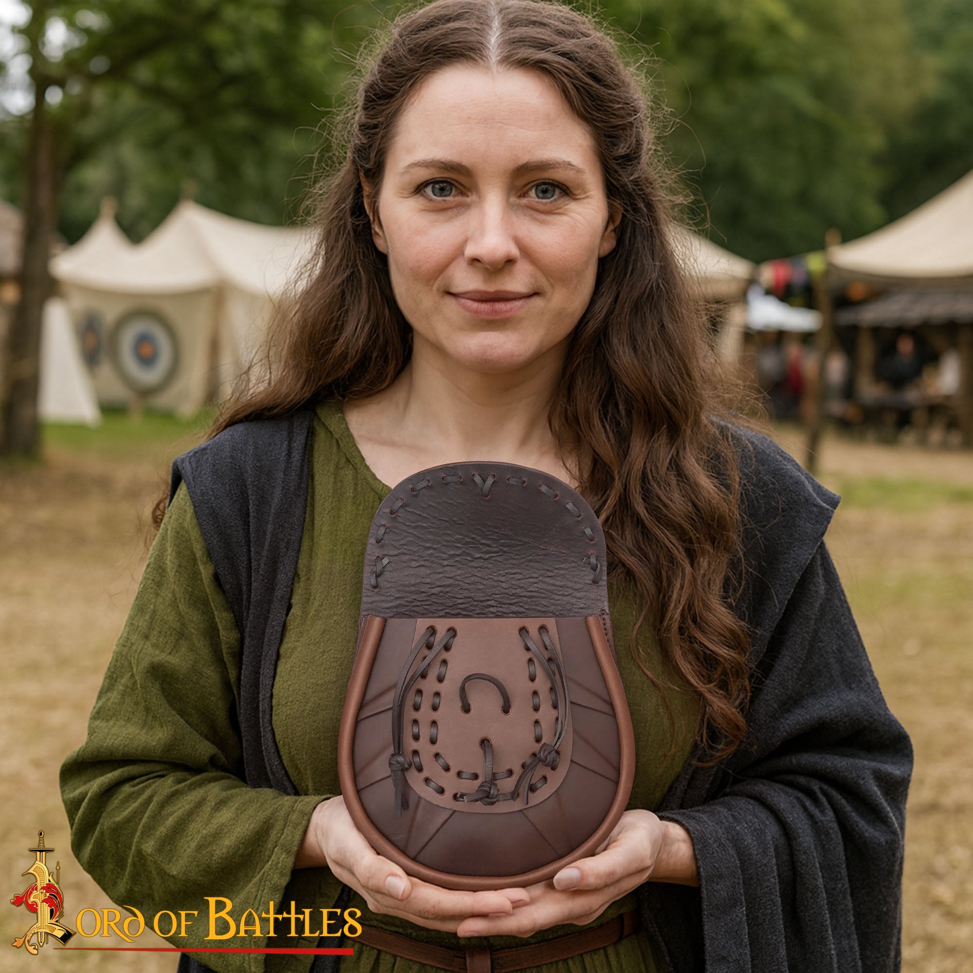 Sporran medieval con borlas atadas - Negro - imagen 2