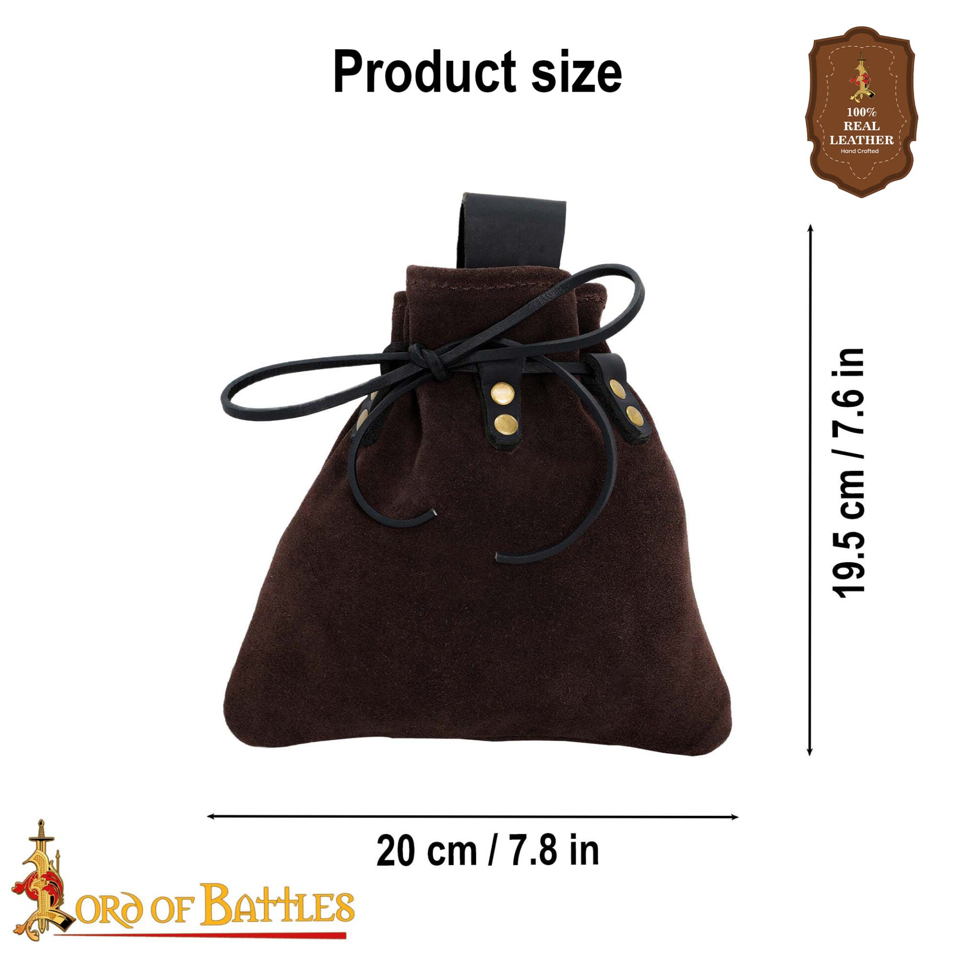 Bolsa de cinturón medieval en cuero con cierre de cordón - imagen 4