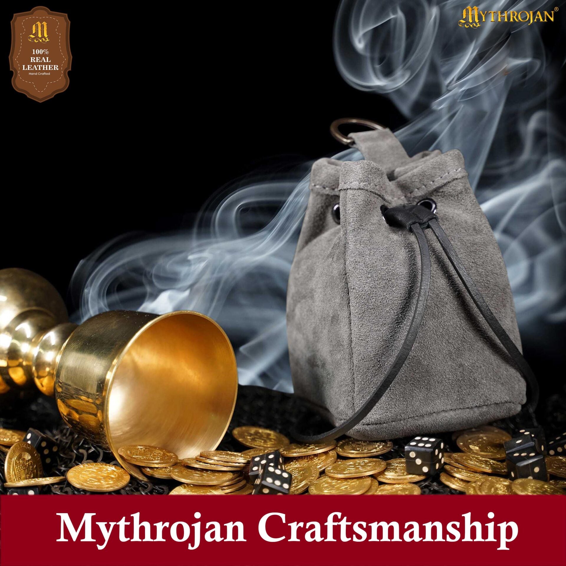 Bolsa de cinturón medieval con cordón, gamuza 5×4 - imagen 9