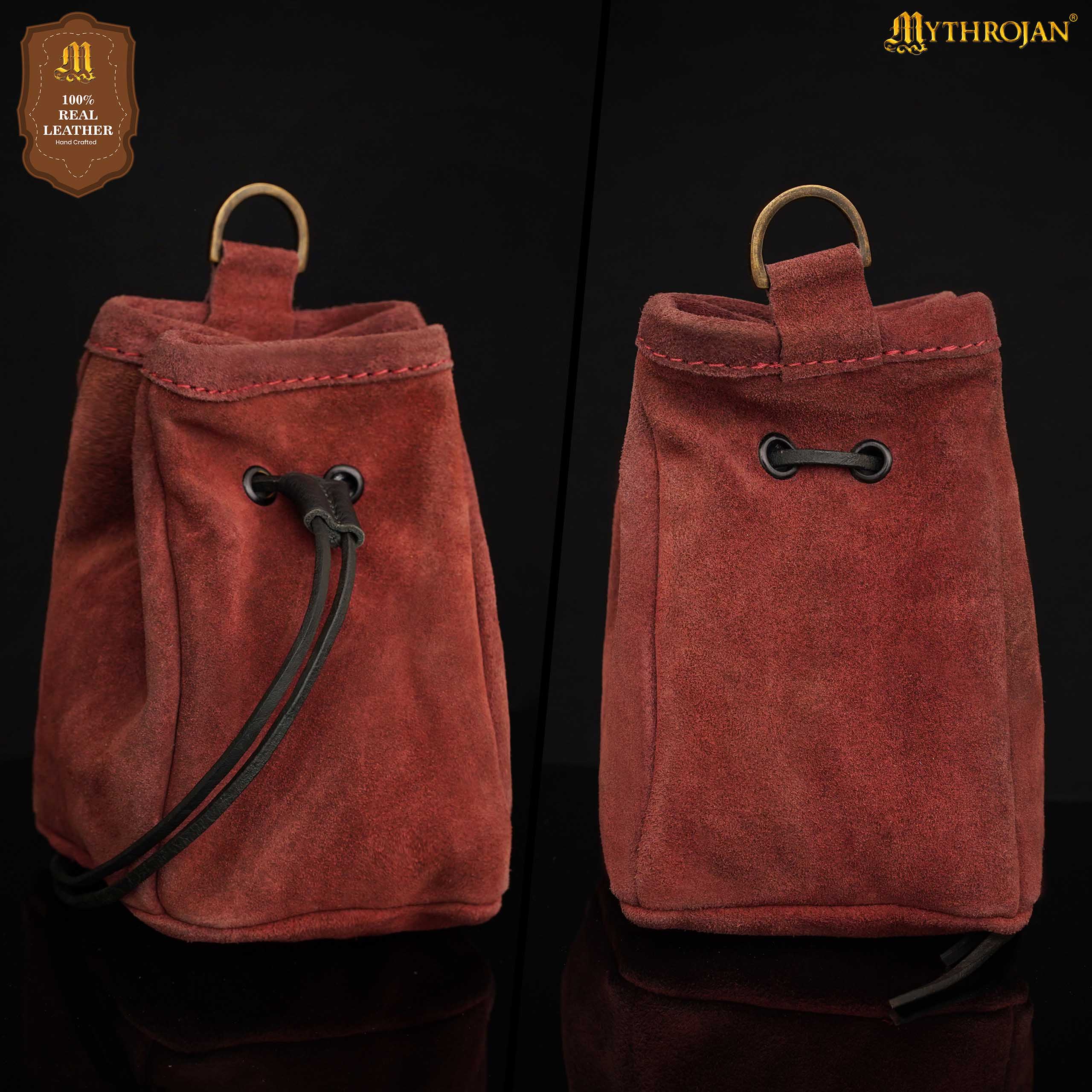 Bolsa de cinturón medieval con cordón, gamuza 5×4 - imagen 6