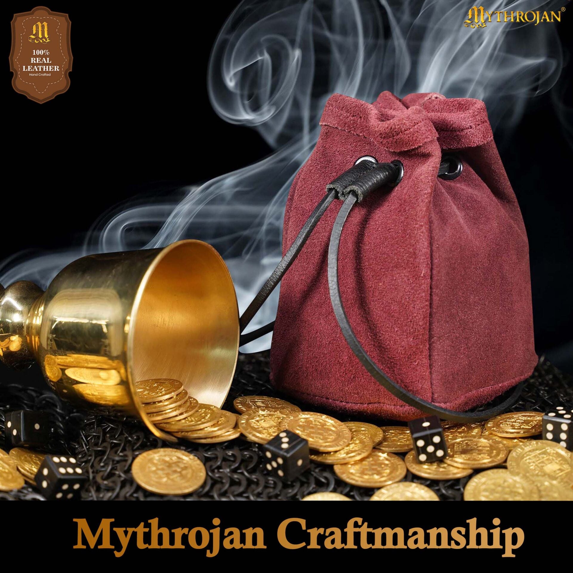 Bolsa de cinturón medieval con cordón, gamuza 5×4 - imagen 7