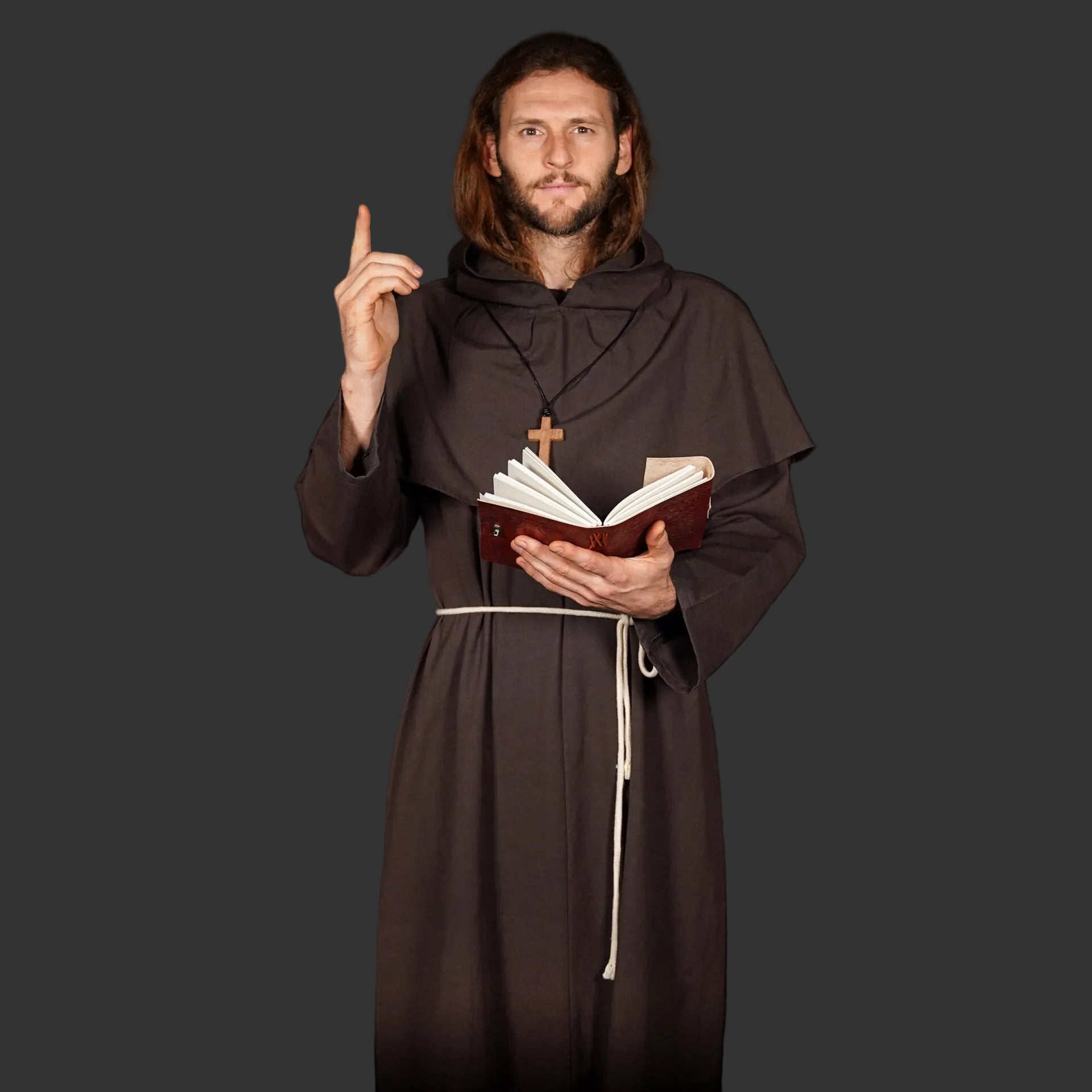 Hábito de Monje Medieval con Capucha y Cinturón de Cuerda - Todo Medieval