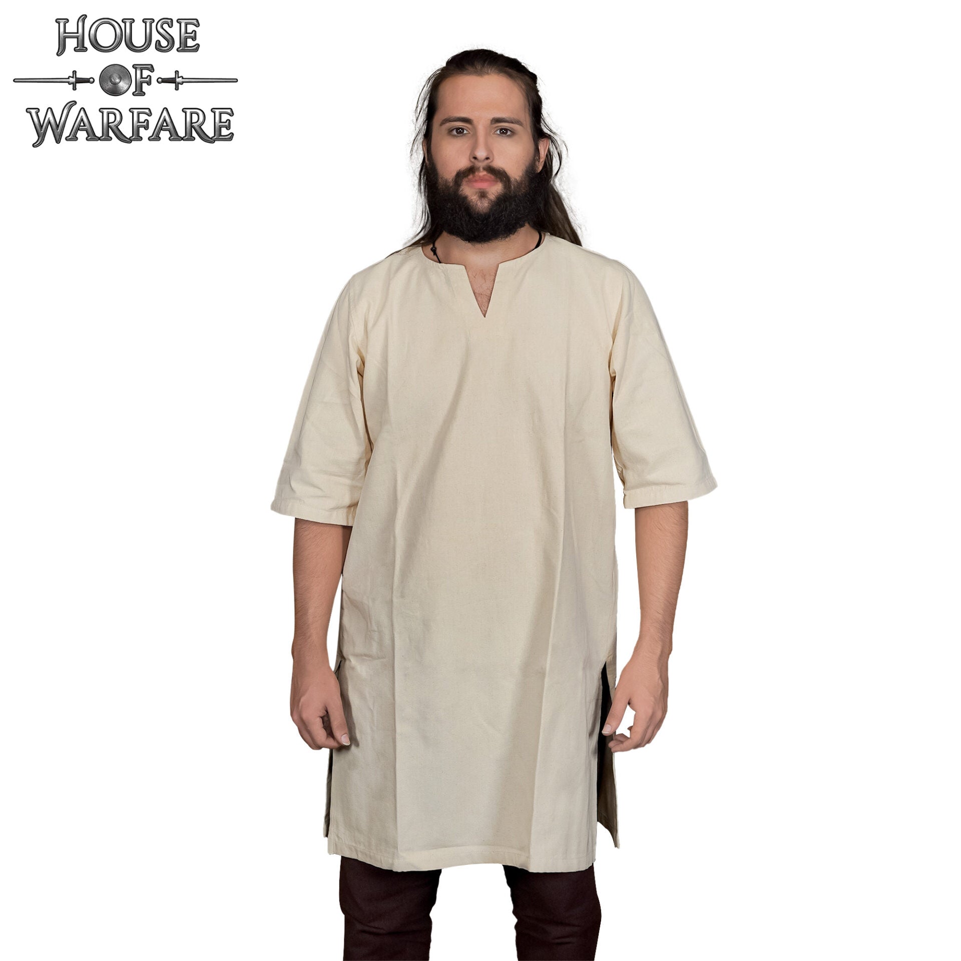 Túnica medieval de algodón natural — Camisa histórica para LARP y recreación - imagen 4