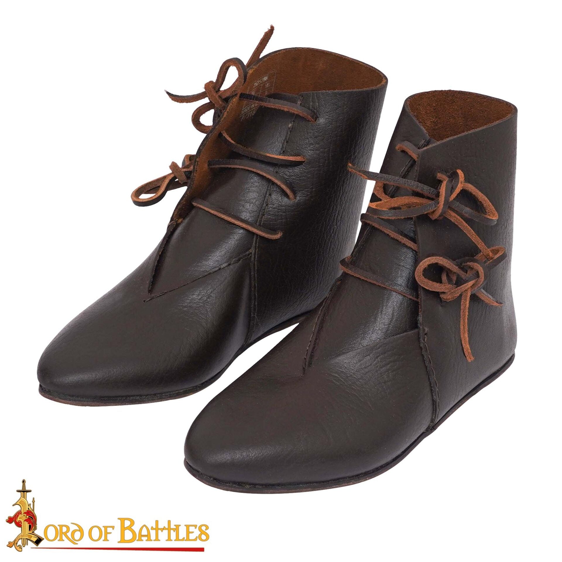 Zapatos medievales de cuero — tobilleros con cordón lateral - imagen 4