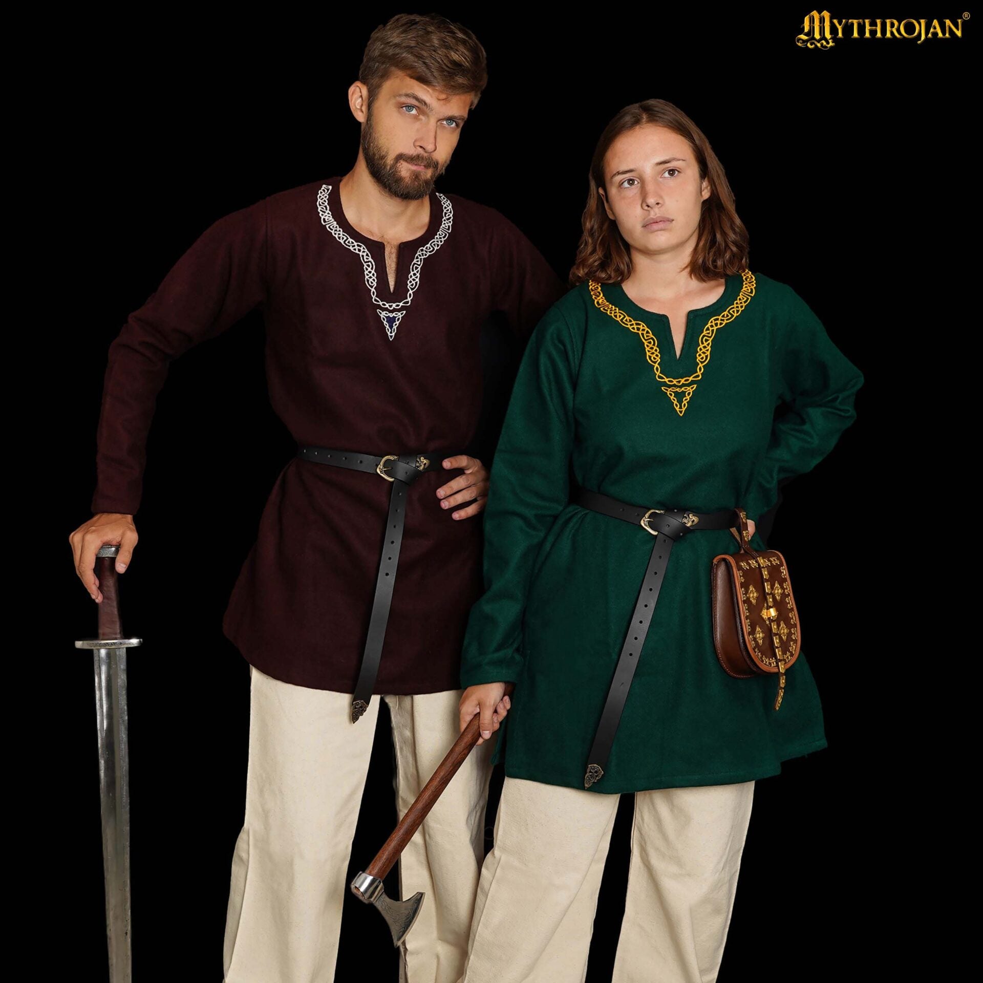 Túnica medieval de lana con bordado - imagen 7