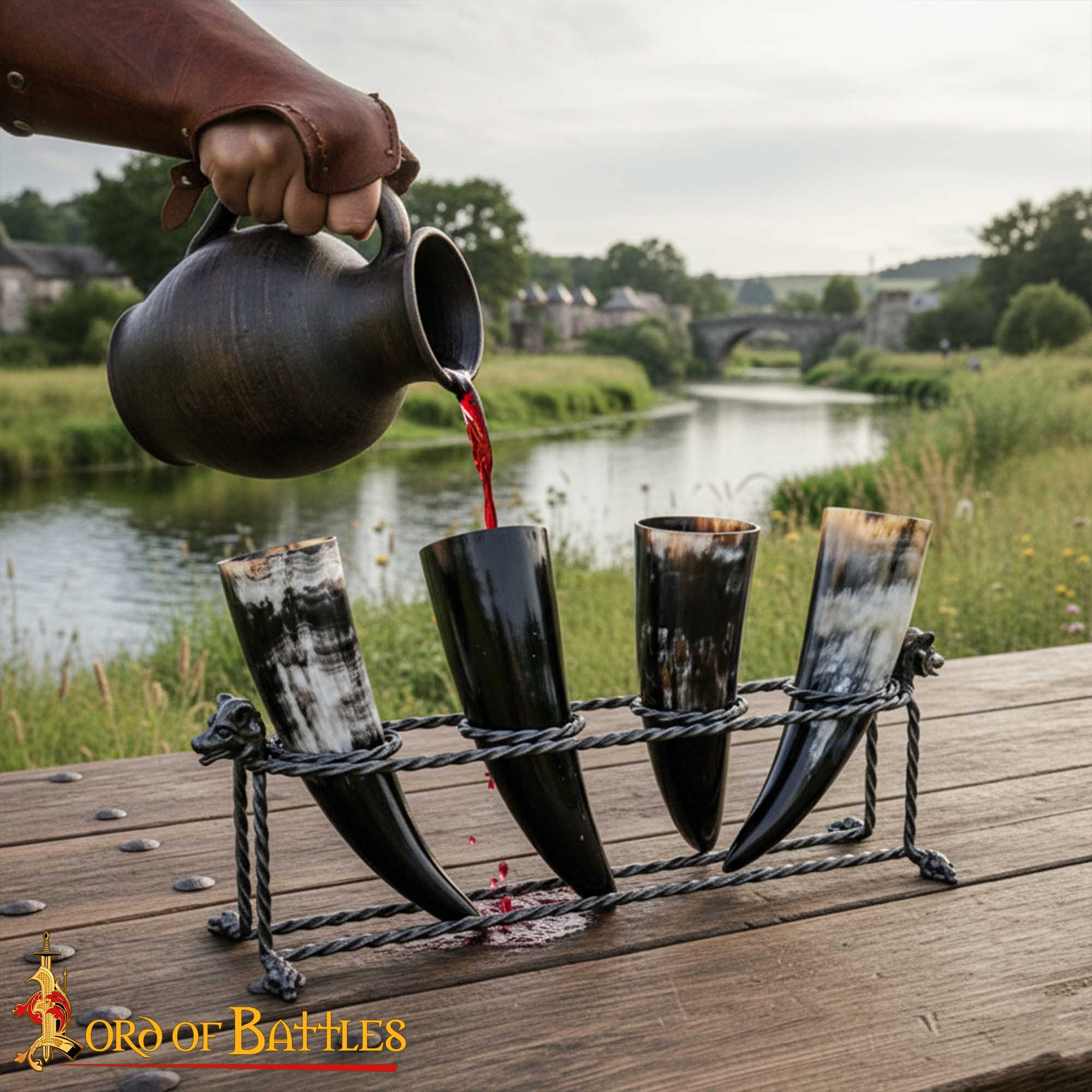 Imagen única de: Cuernos vikingos para beber - Set de 4 (150 ml) - Cuerno de buey genuino - imagen 7