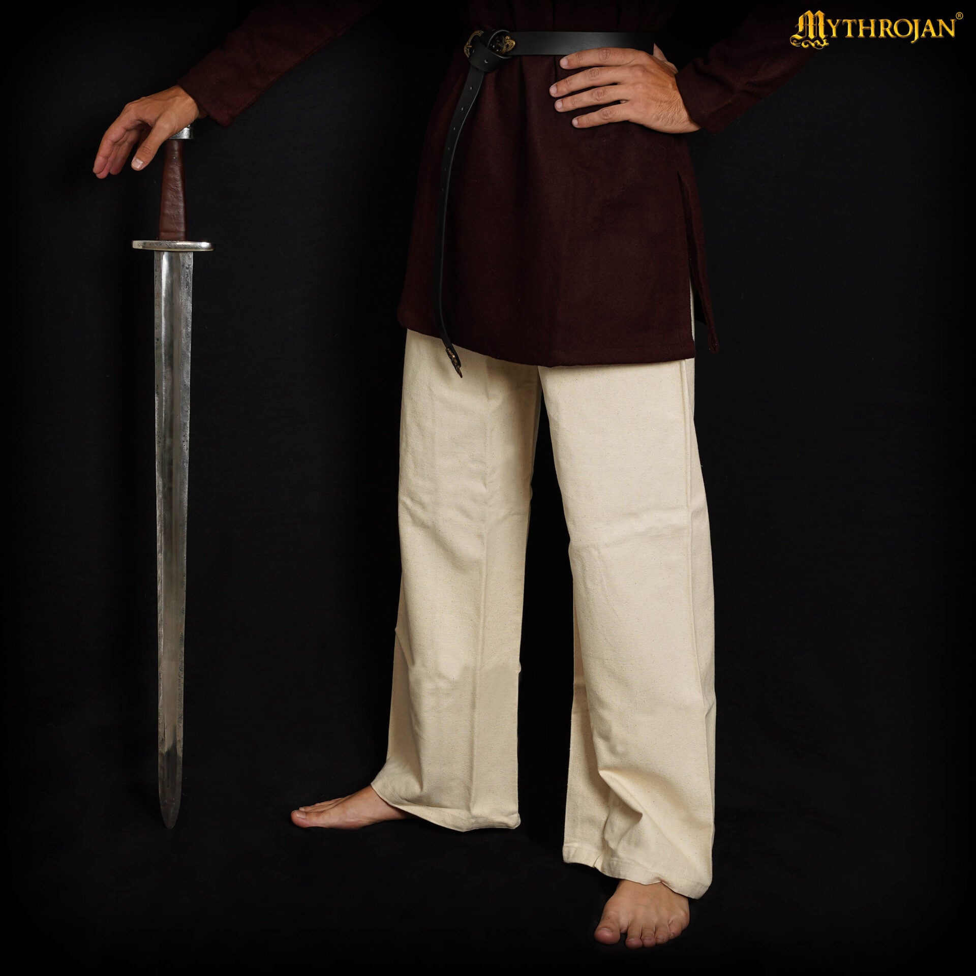 Pantalones vikingos de algodón para recreación y LARP - Crudo - L